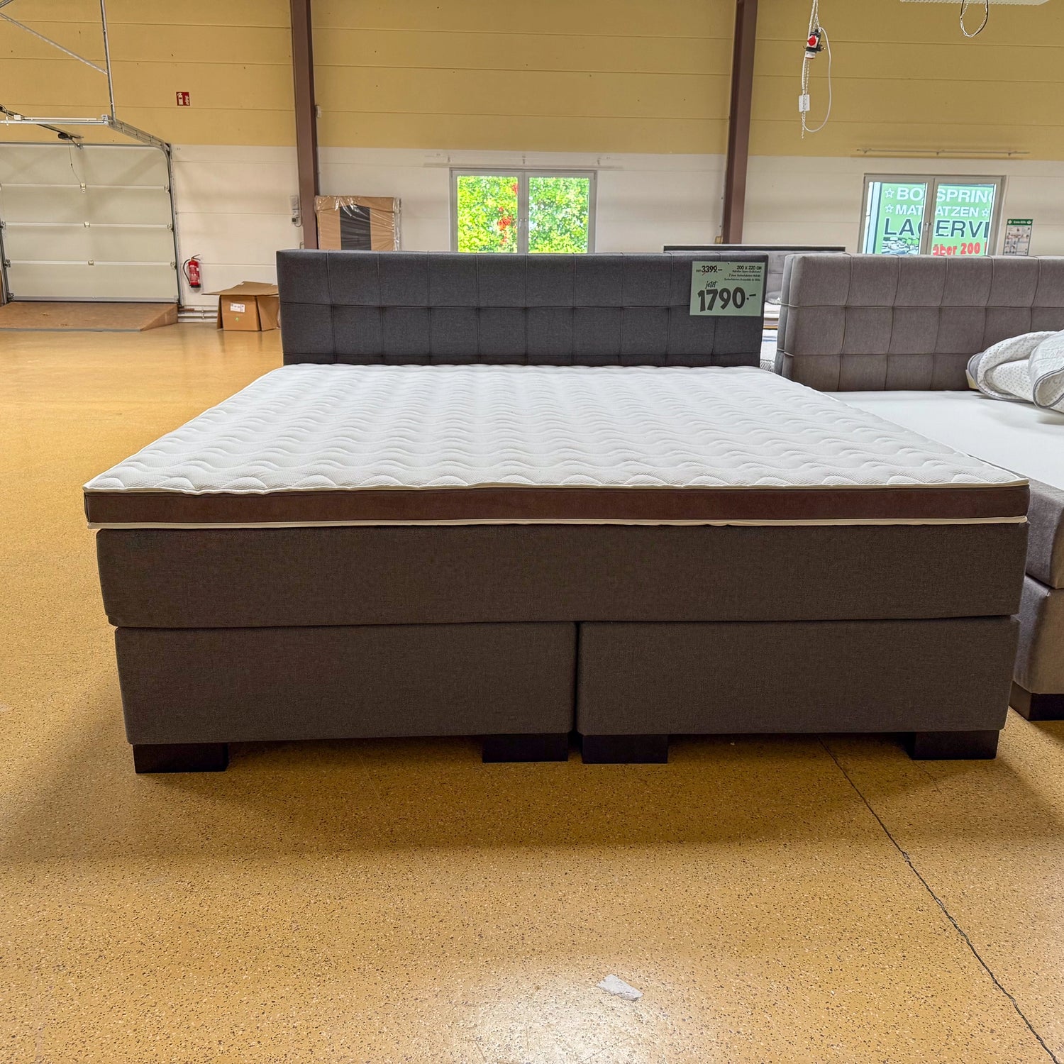 Boxspringbett 200x220 Stoff Dunkelgrau 5 Teilig