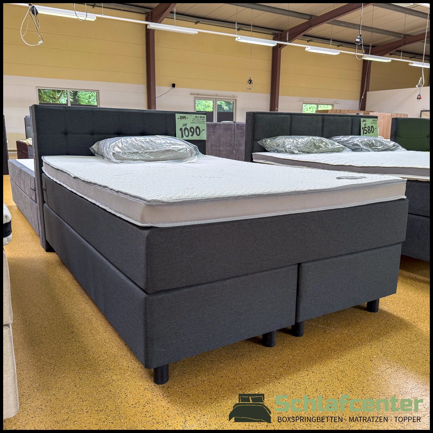 Boxspringbett 140x200 Dunkelgrau - 5 Teilig