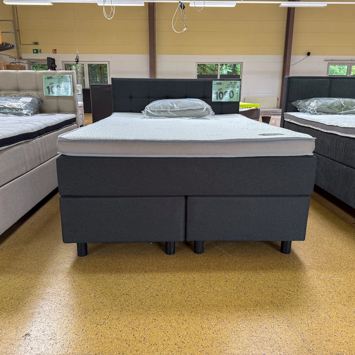 Boxspringbett 140x200 Dunkelgrau - 5 Teilig