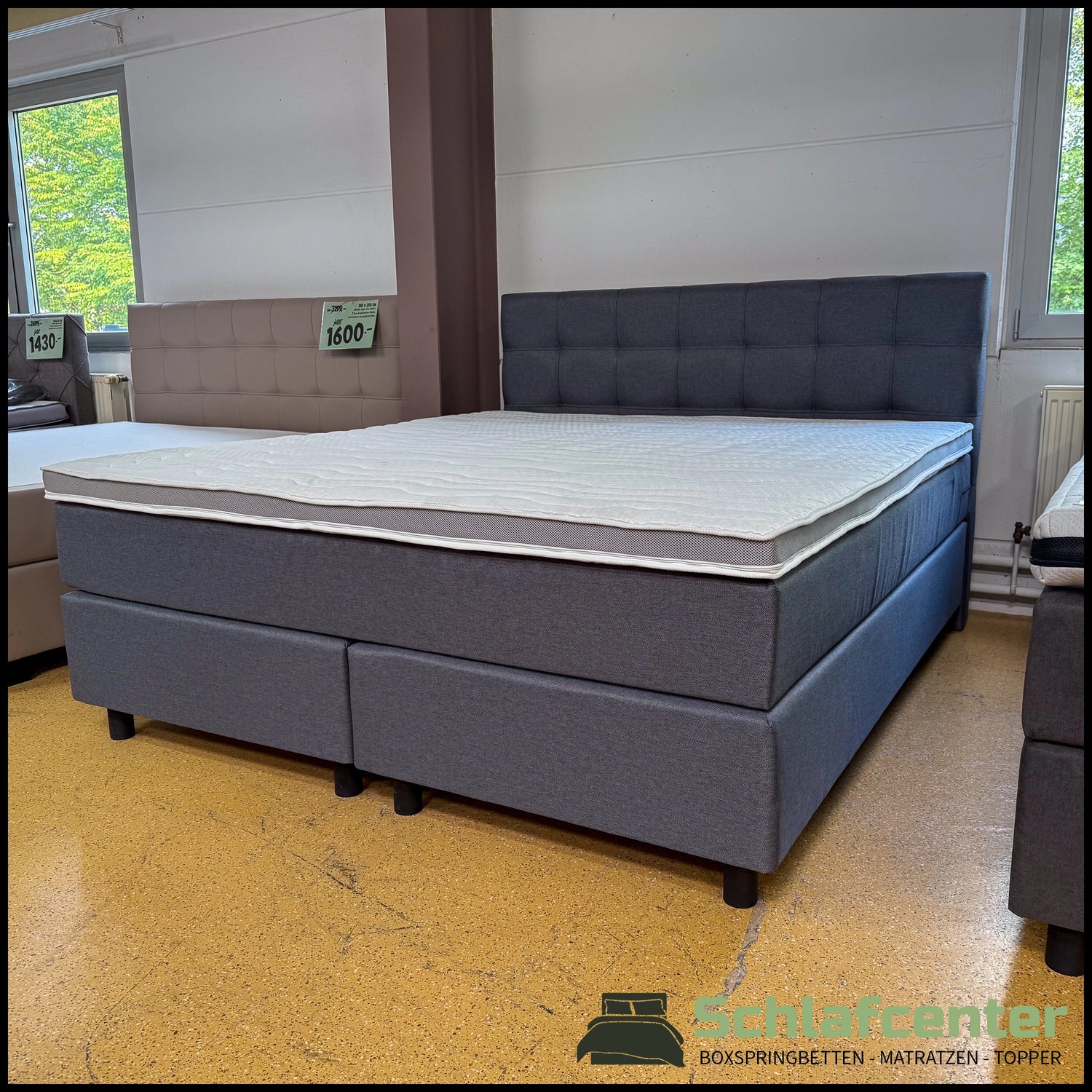 Boxspringbett 180x200 Stoff Grau 5 Teilig