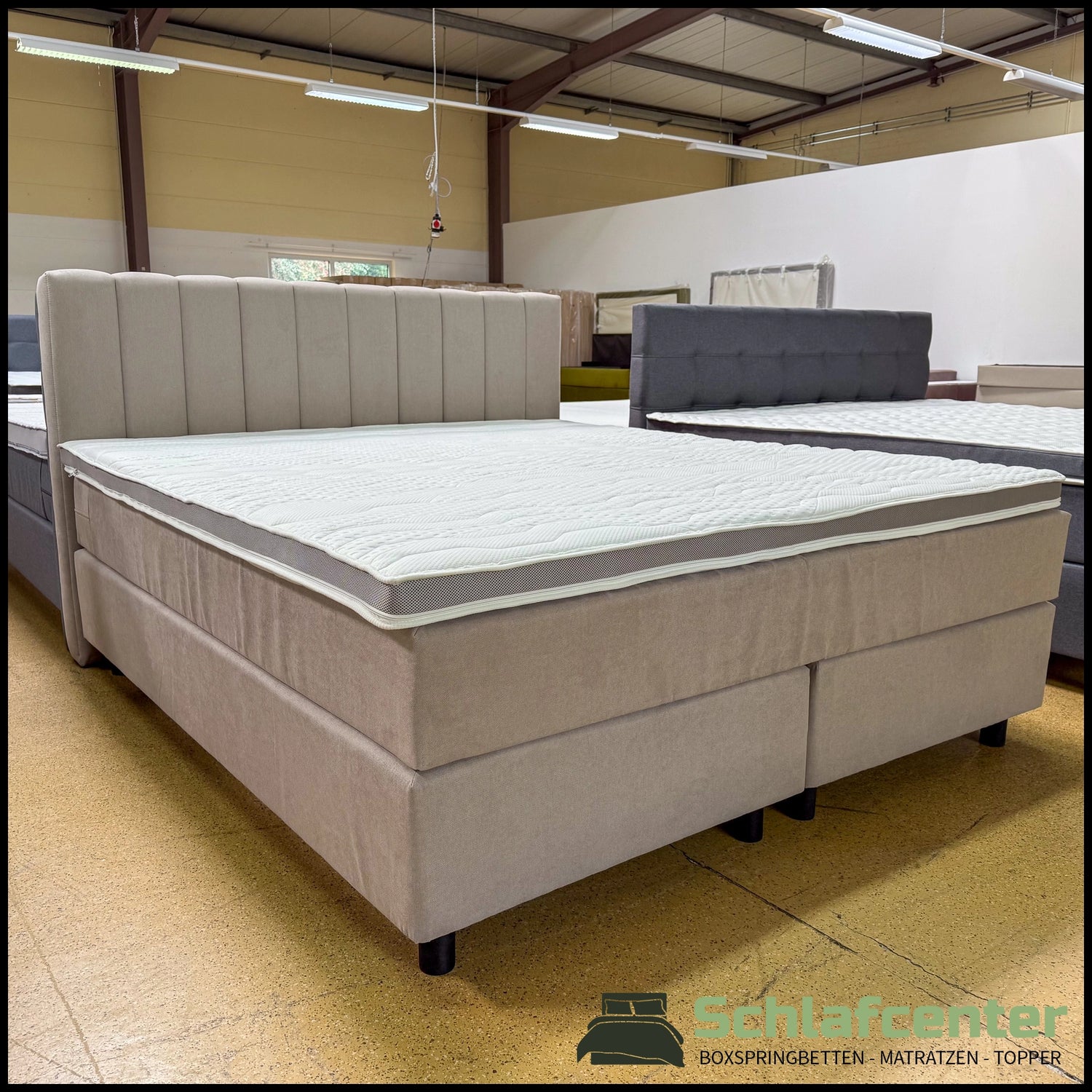 Boxspringbett 180x200 Stoff Beige 5 Teilig