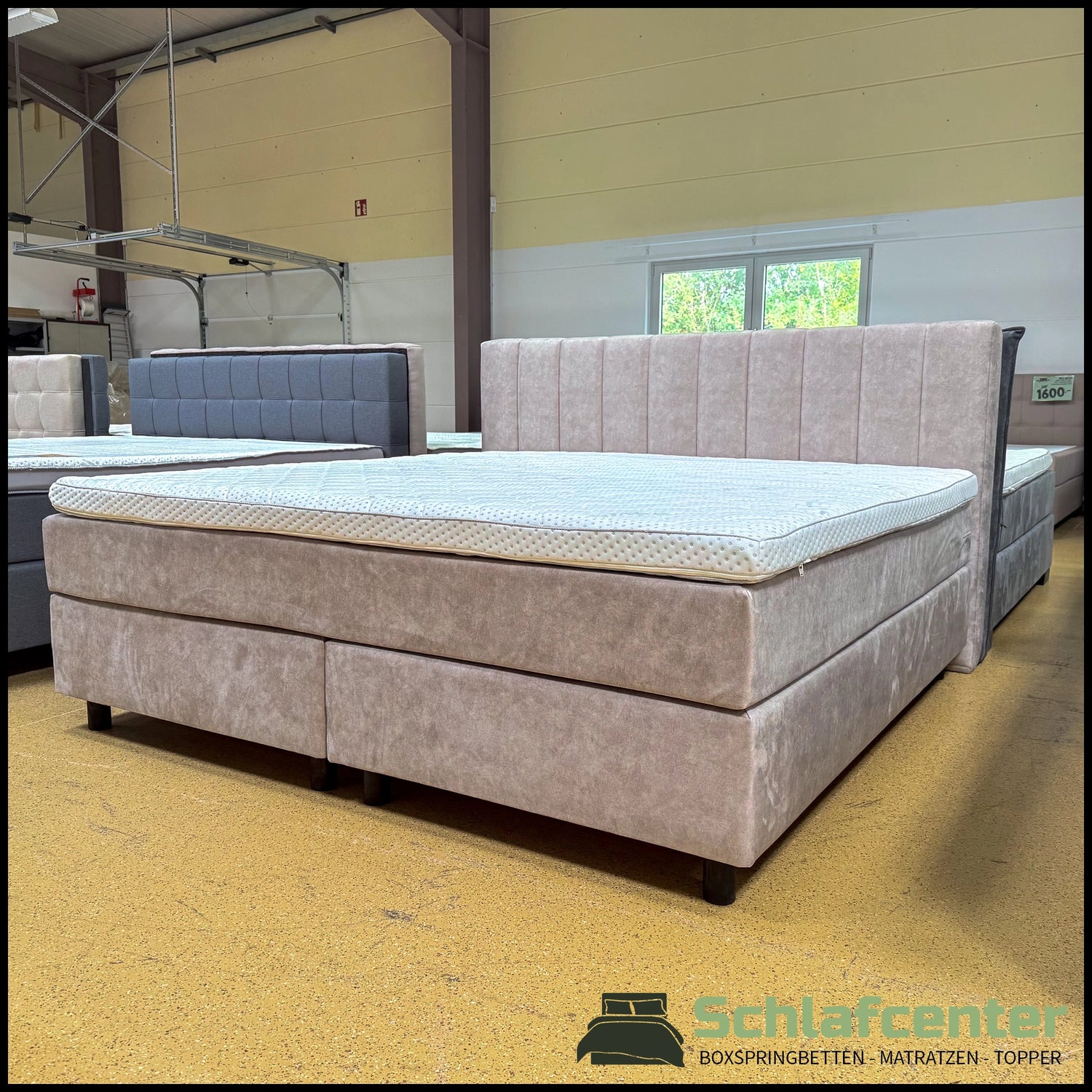 Boxspringbett 200x200 Beige Stoff Samt 5 Teilig