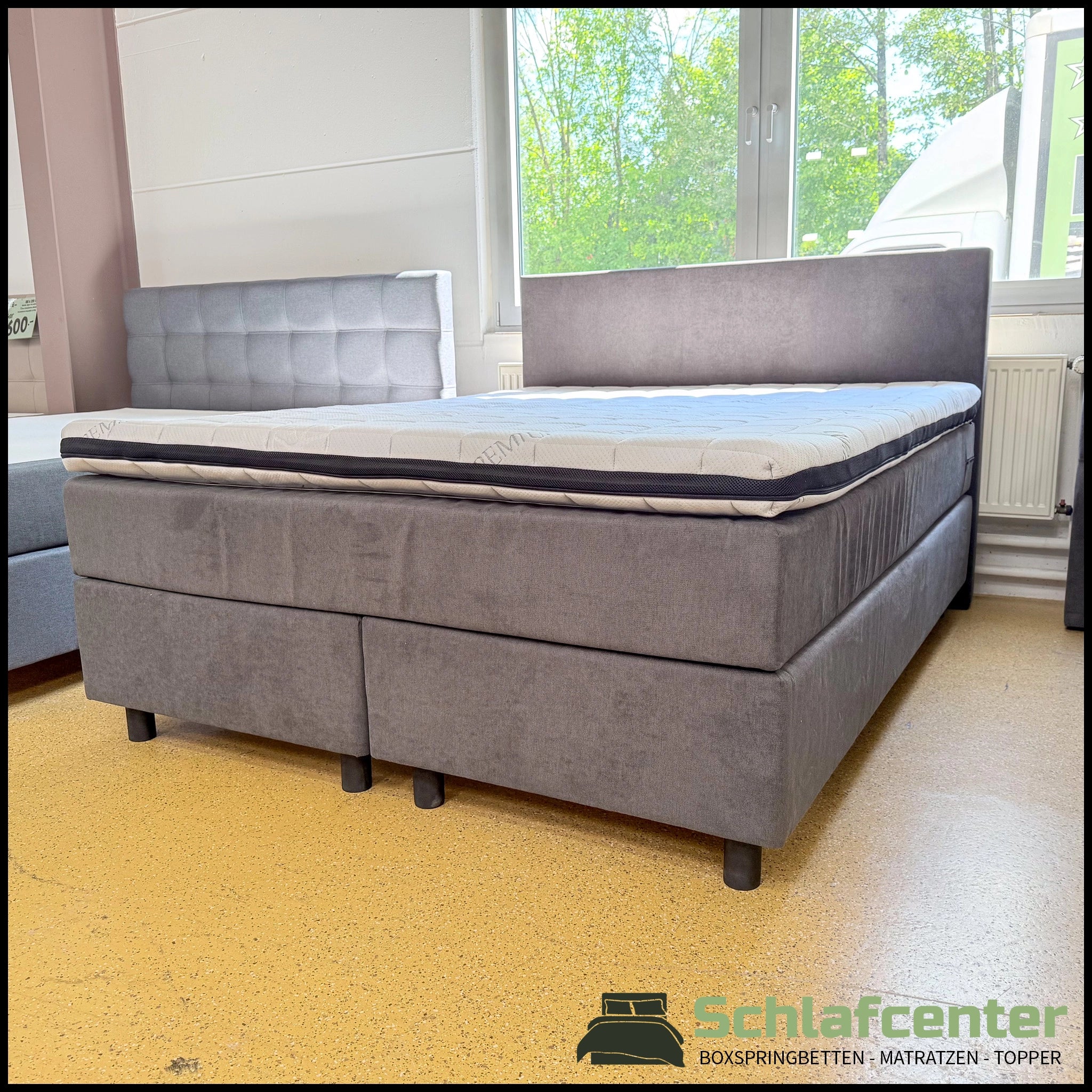 Boxspringbett 160x200 Stoff Dunkelgrau 5 Teilig