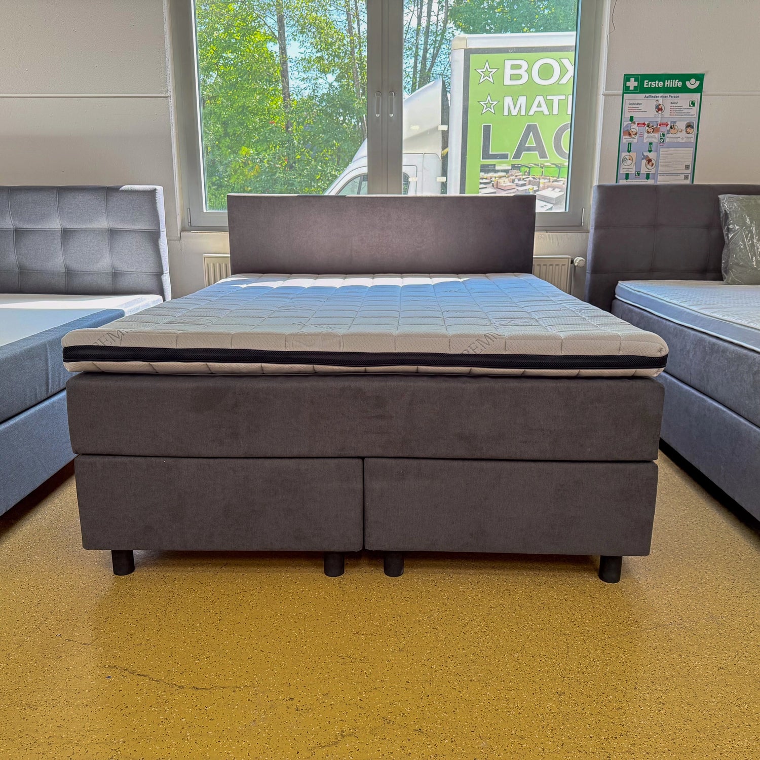 Boxspringbett 160x200 Stoff Dunkelgrau 5 Teilig