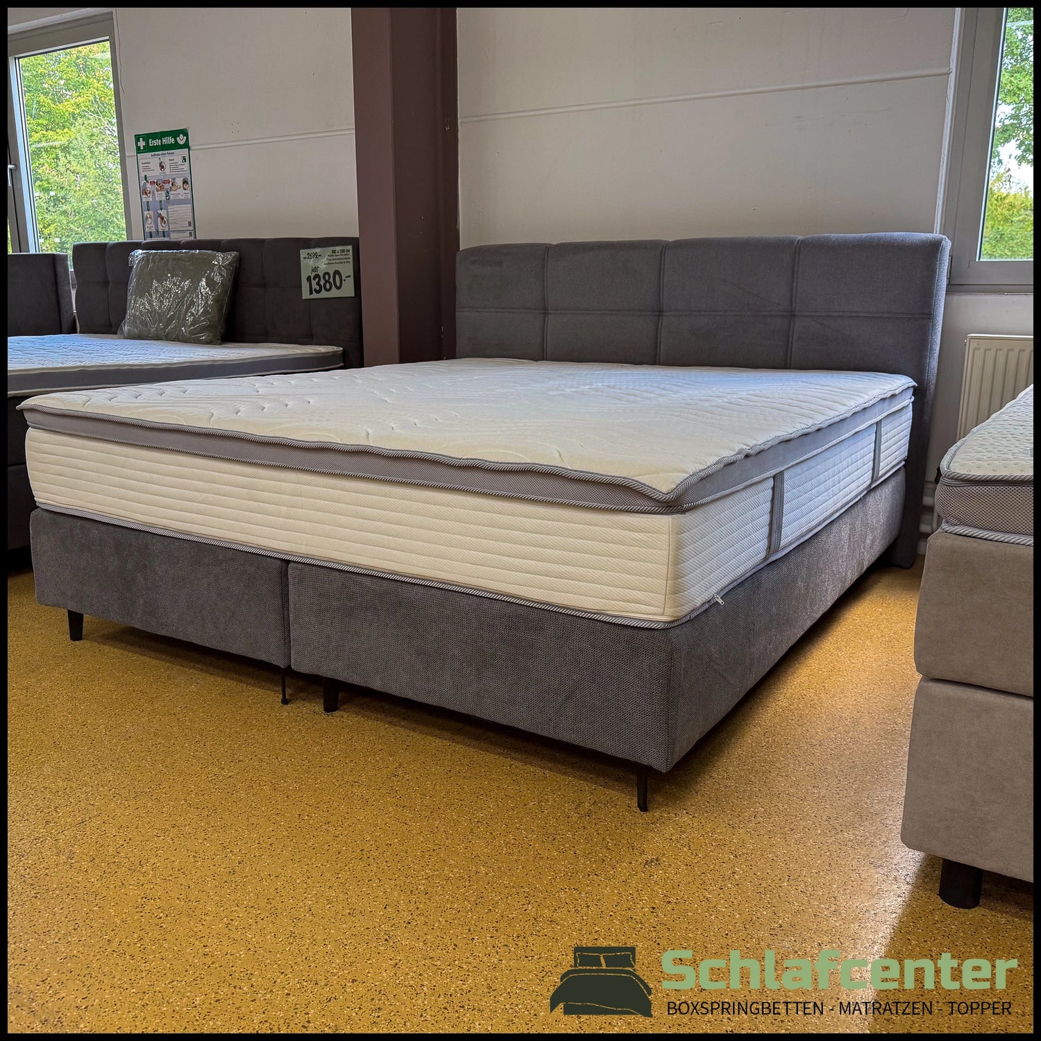 Boxspringbett Grau mit Micro Taschenfederkern 1000 Federn