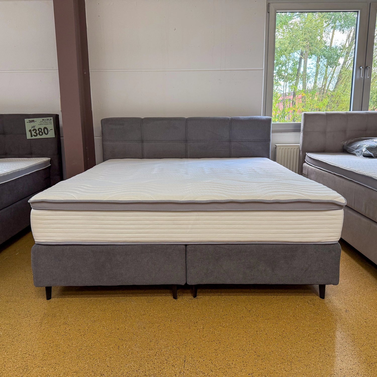 Boxspringbett Grau mit Micro Taschenfederkern 1000 Federn
