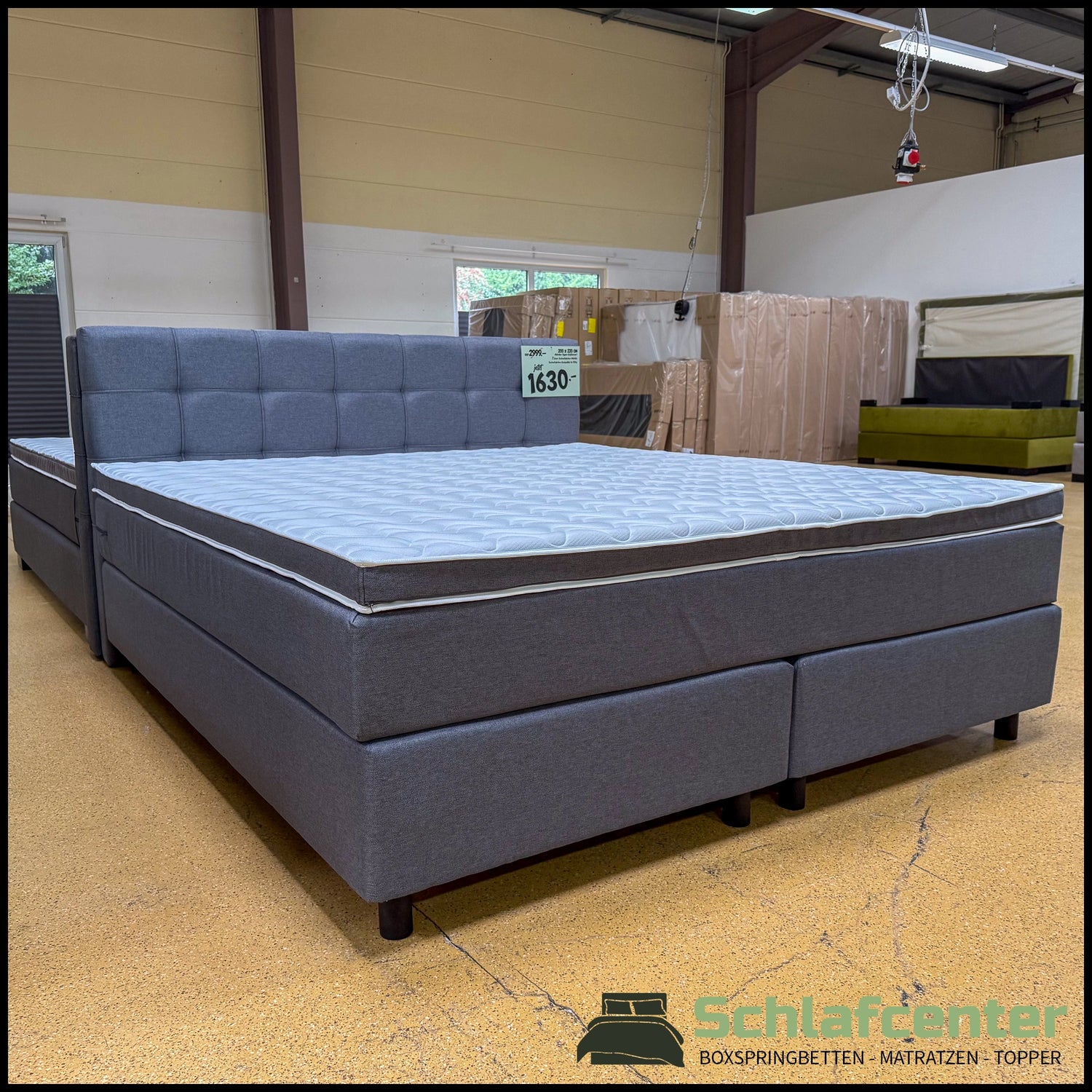 Boxspringbett 200x220 Stoff Grau 5 Teilig