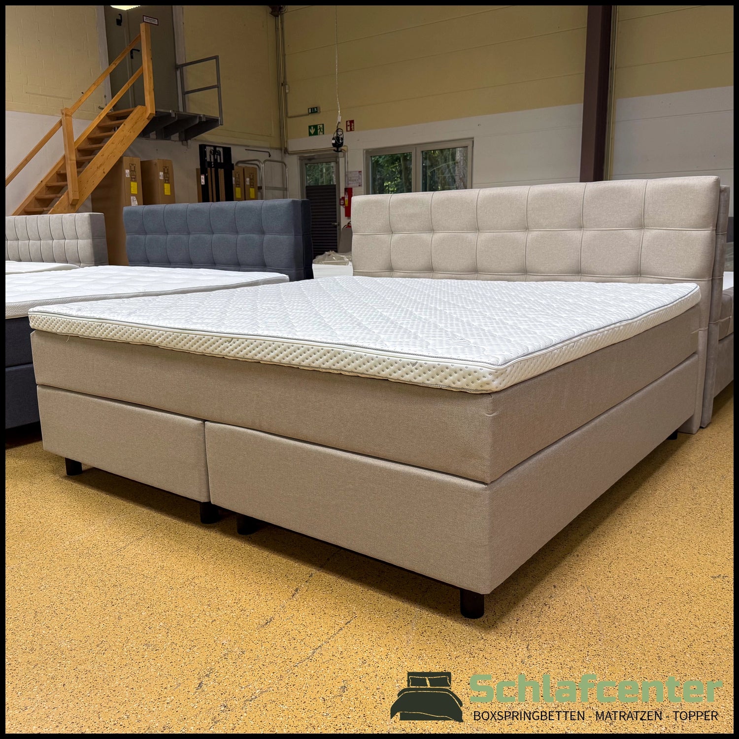 Boxspringbett 180x200 Stoff Beige 5 Teilig