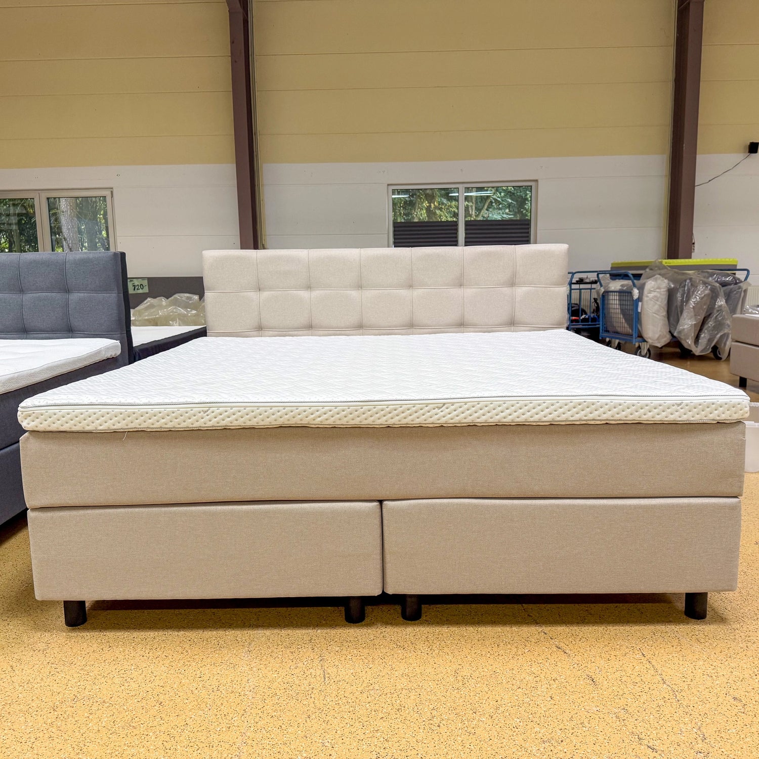Boxspringbett 180x200 Stoff Beige 5 Teilig