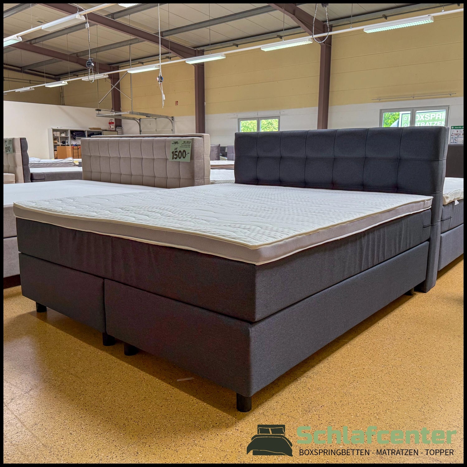 Boxspringbett 180x200 Stoff Dunkelgrau 5 Teilig