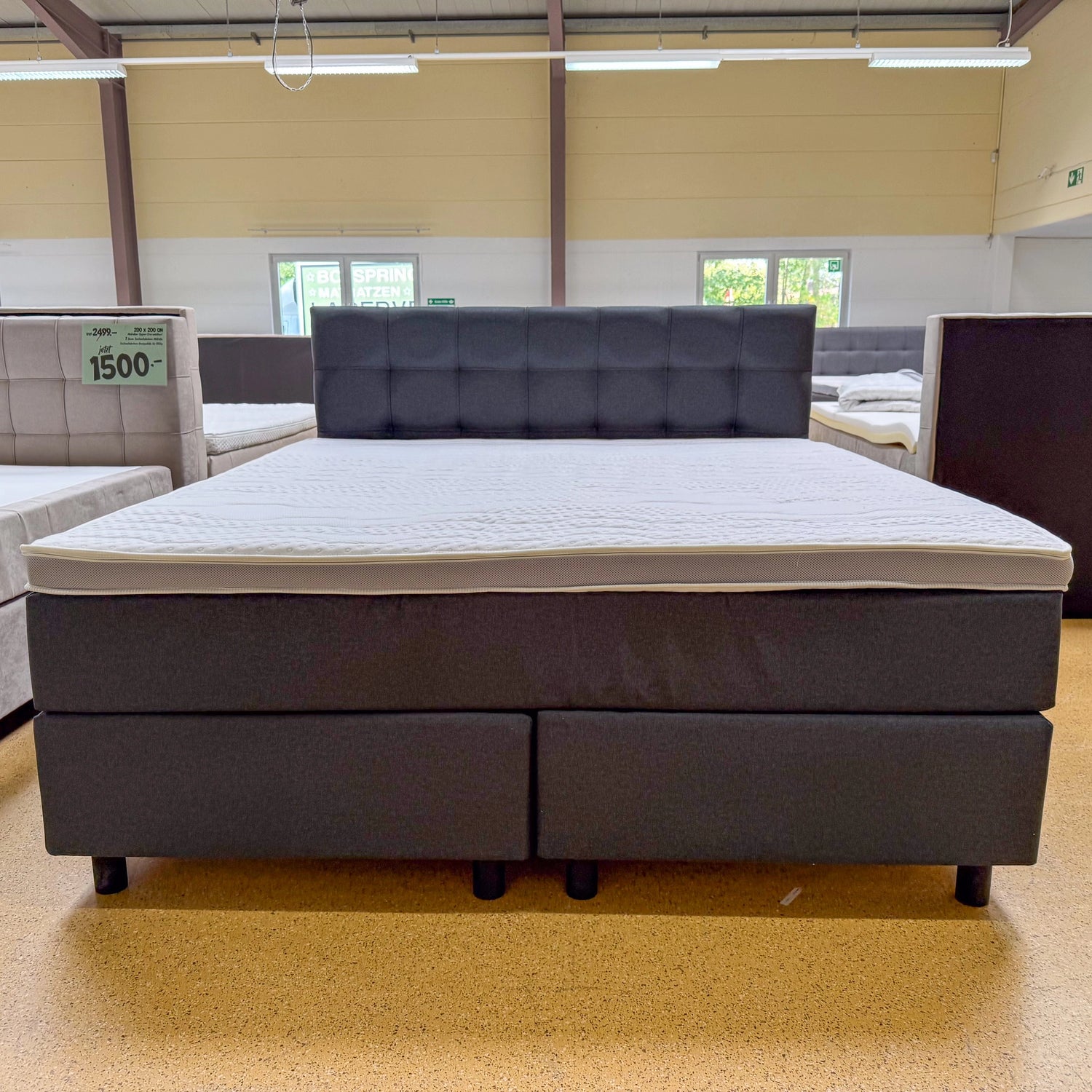 Boxspringbett 180x200 Stoff Dunkelgrau 5 Teilig