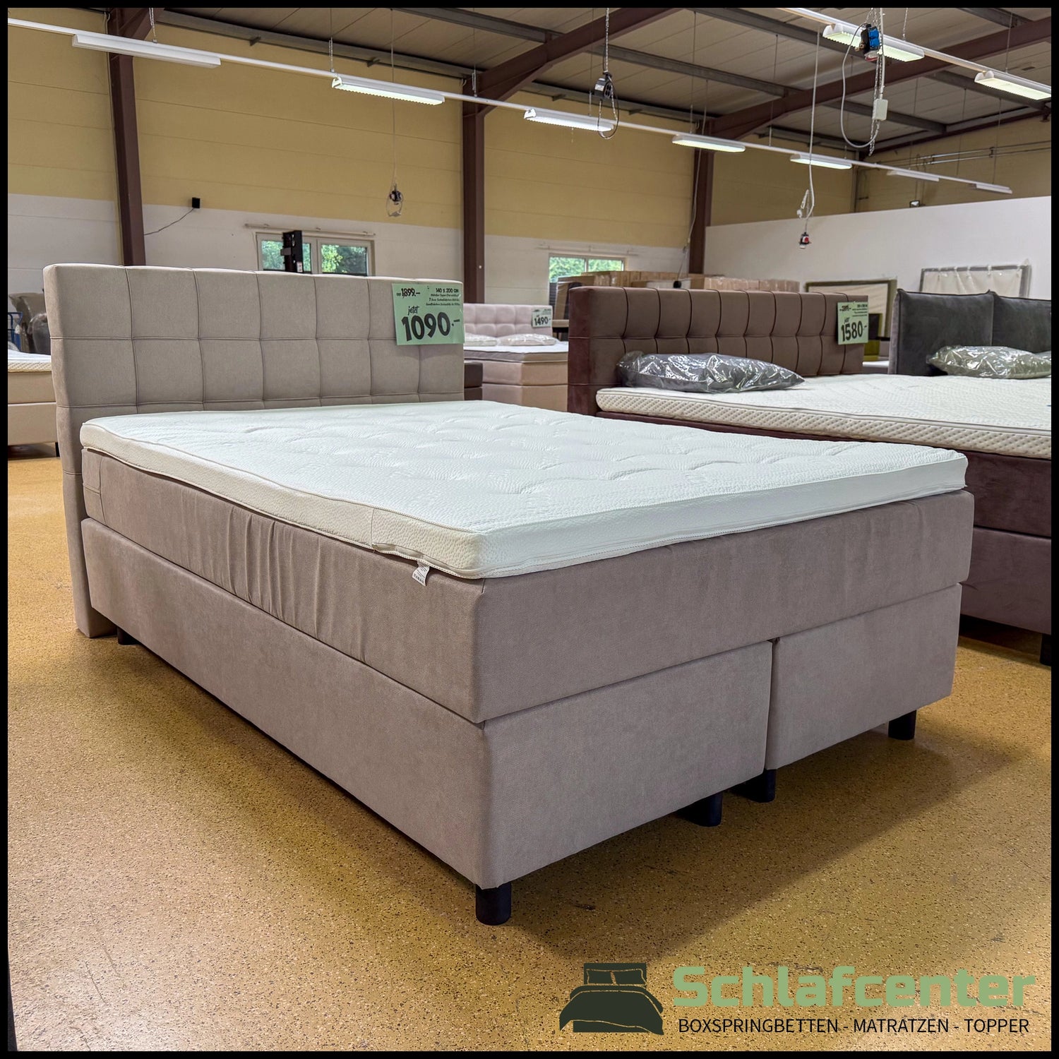 Boxspringbett 140x200 Stoff Beige 5 Teilig