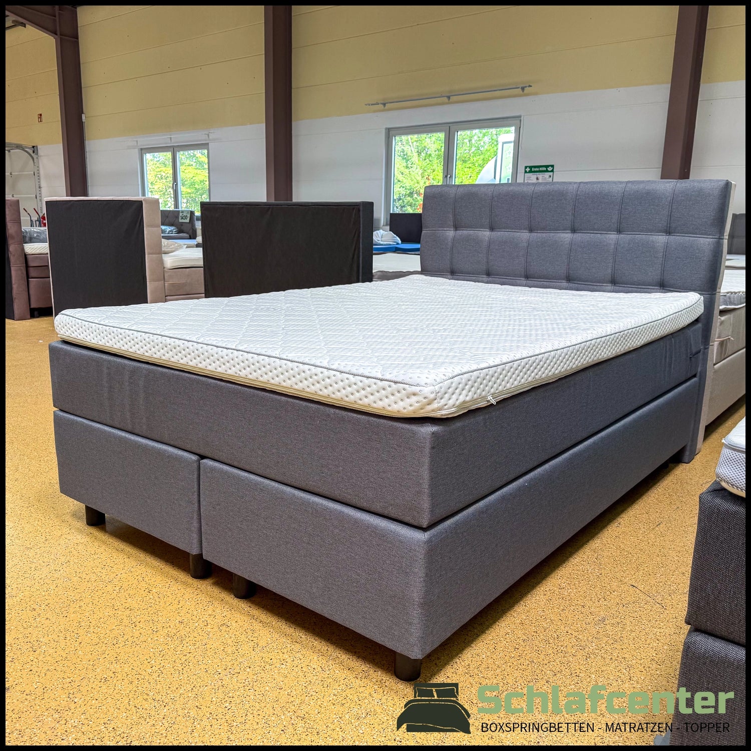 Boxspringbett 140x200 Stoff Grau 5 Teilig