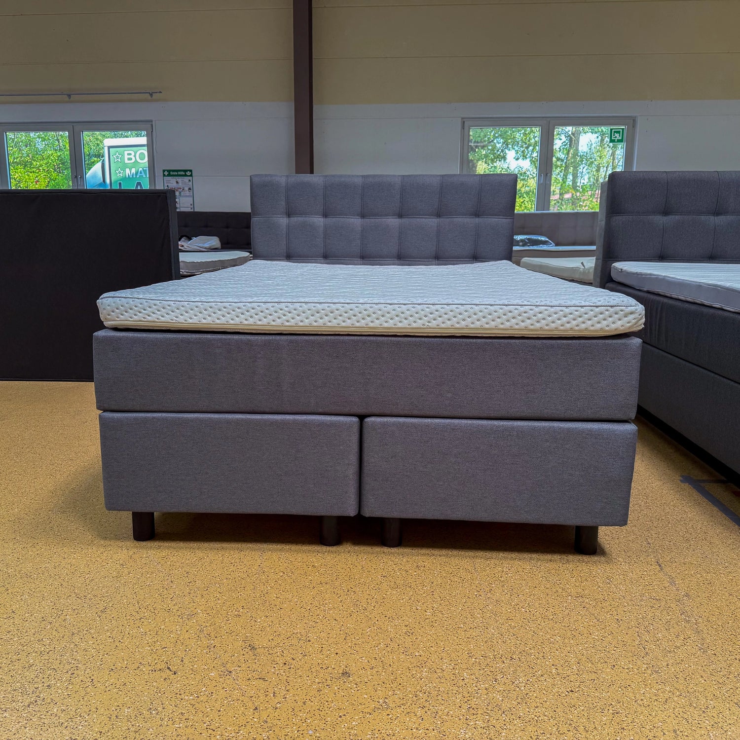 Boxspringbett 140x200 Stoff Grau 5 Teilig