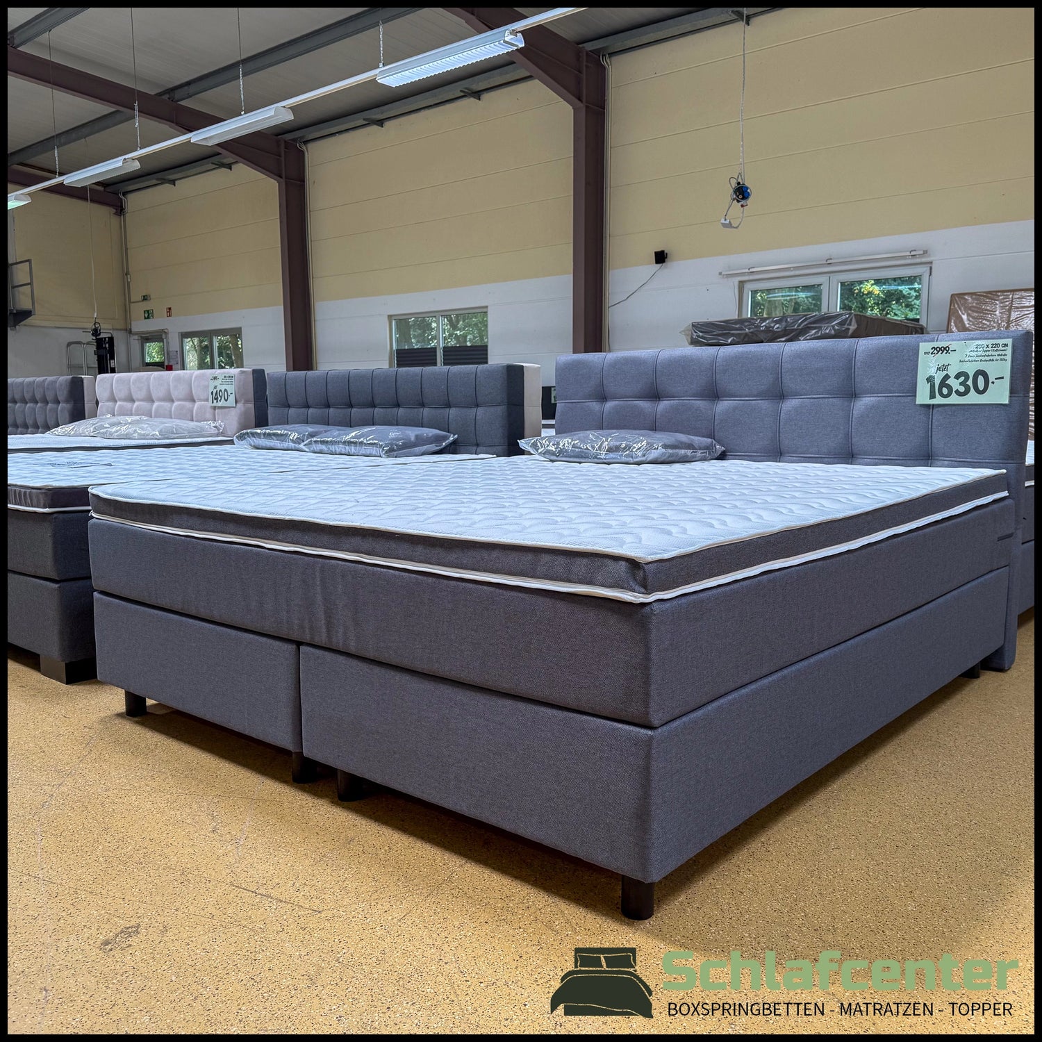 Boxspringbett 200x220 Stoff Grau 5 Teilig