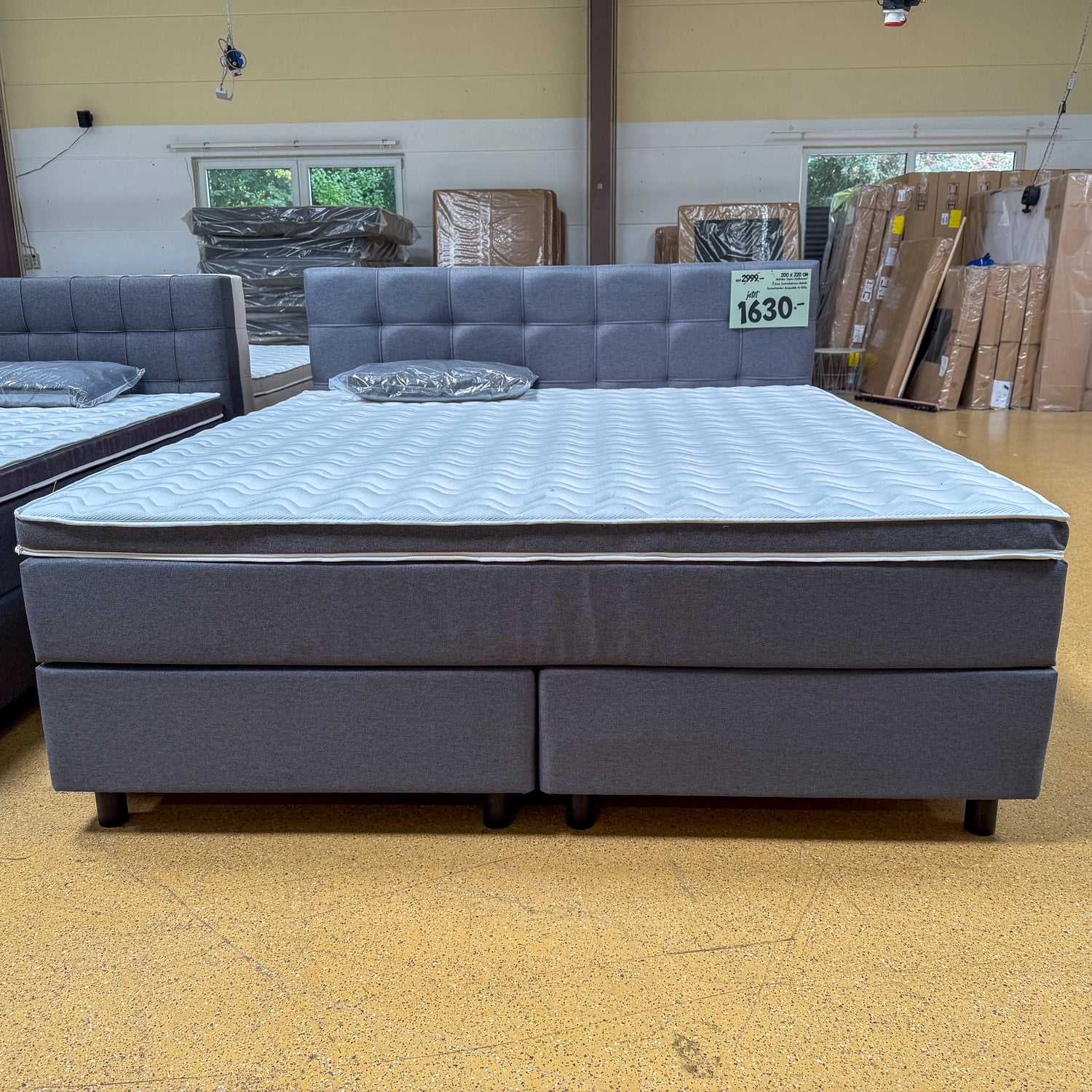 Boxspringbett 200x220 Stoff Grau 5 Teilig