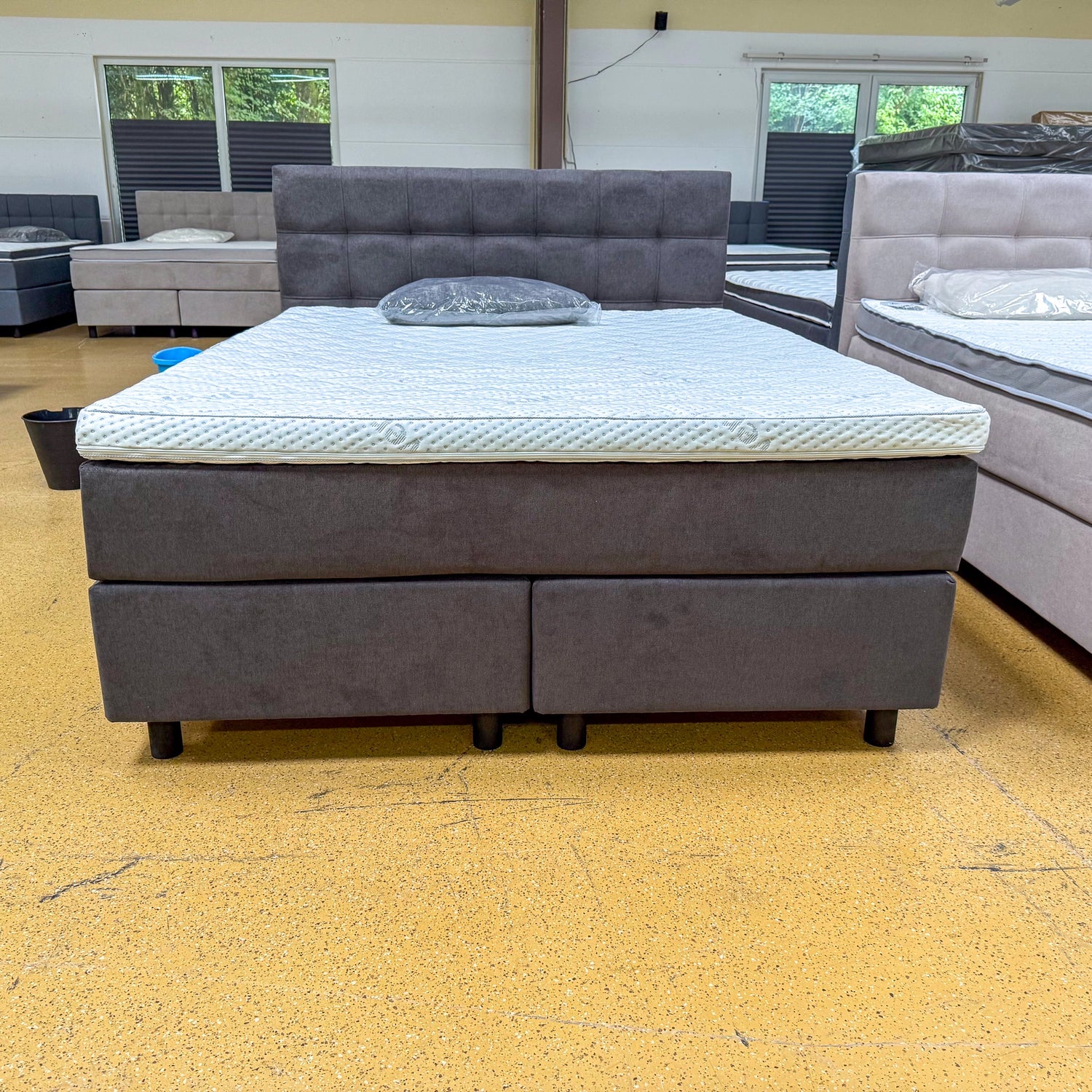 Boxspringbett 160x200 Stoff Dunkelgrau 5 Teilig