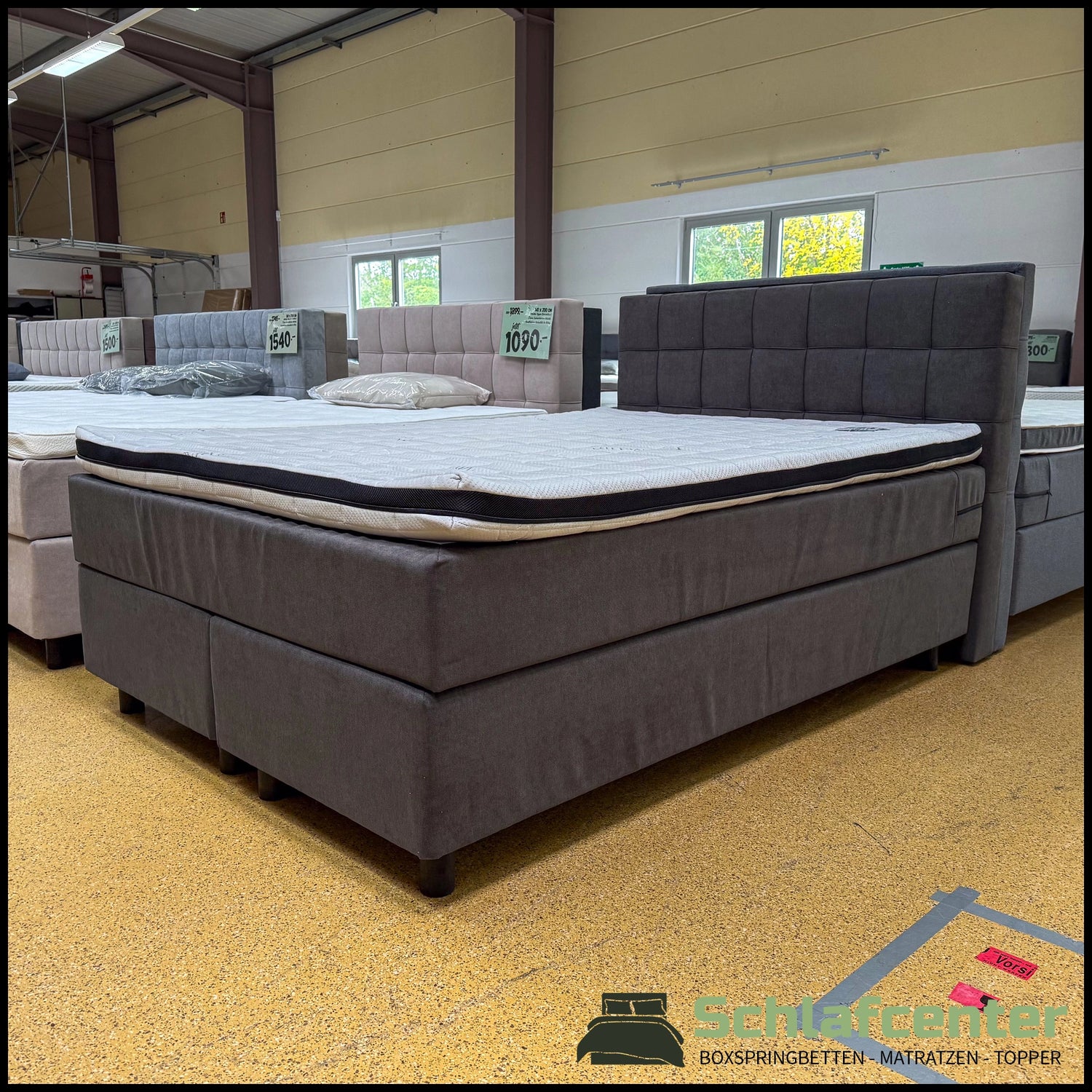 Boxspringbett 140x200 Stoff Dunkelgrau 5 Teilig