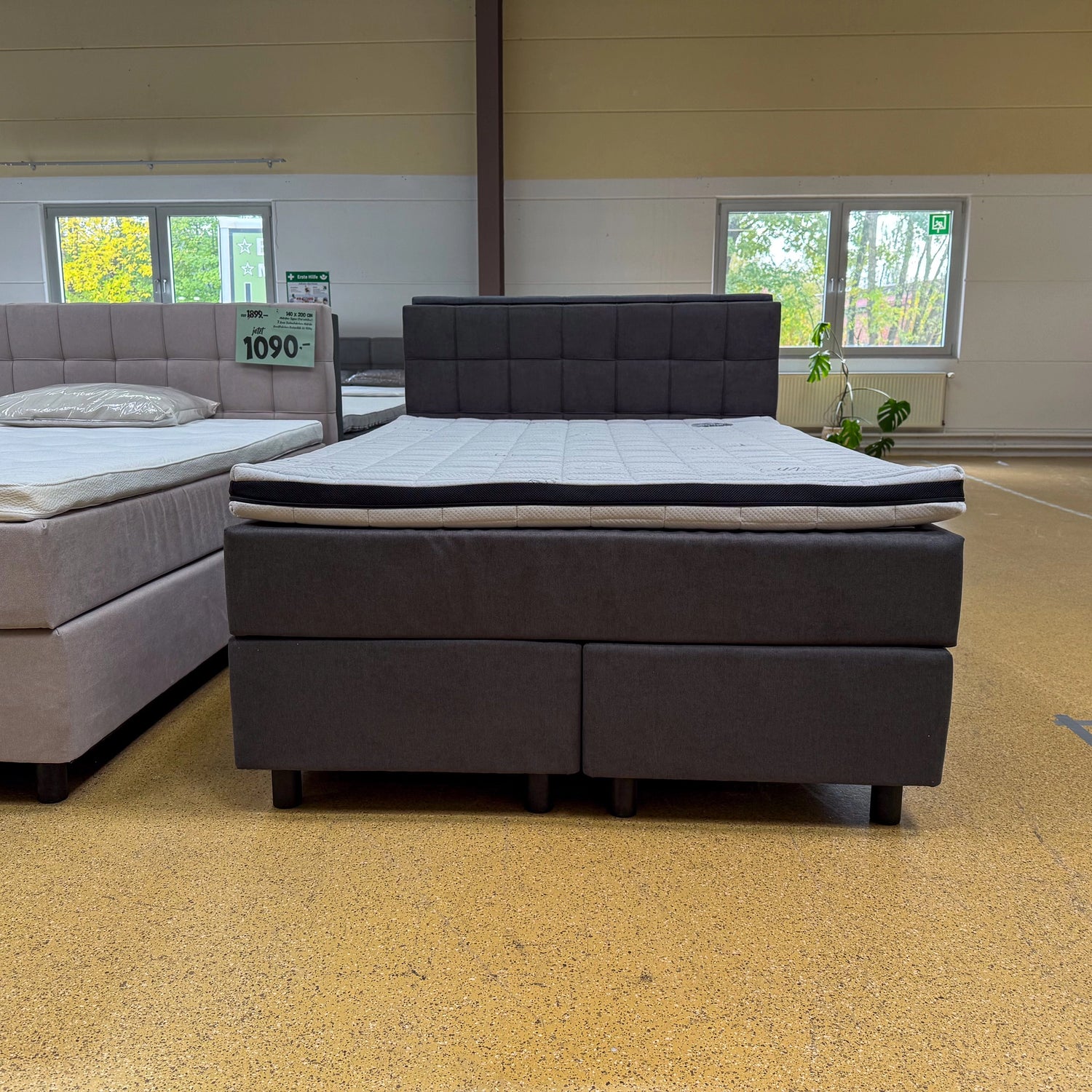 Boxspringbett 140x200 Stoff Dunkelgrau 5 Teilig