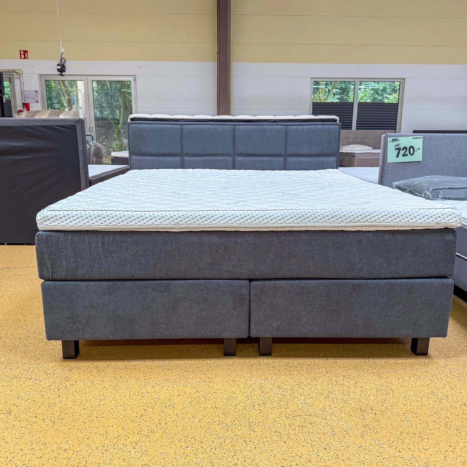 Boxspringbett 180x200 Stoff Anthrazit 5 Teilig