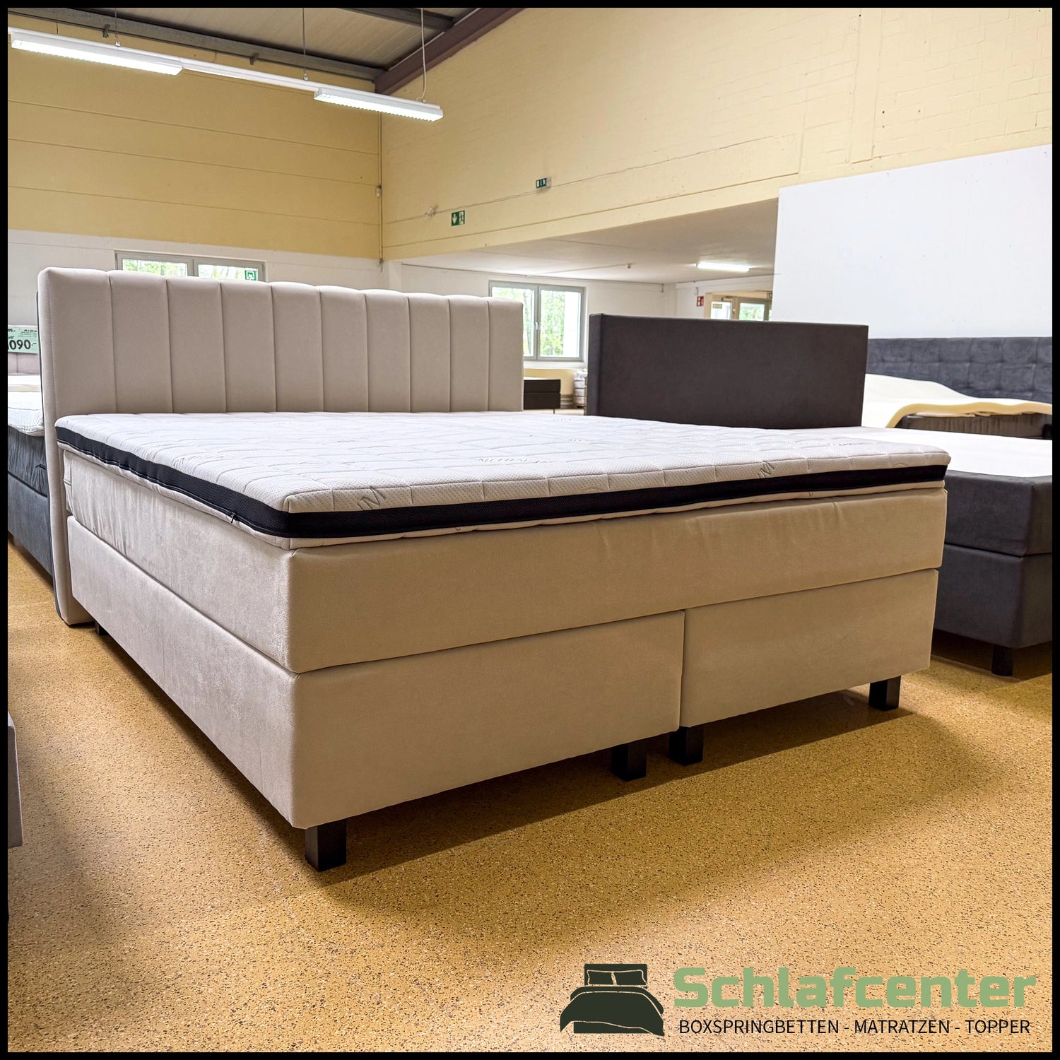 Boxspringbett 180x200 Stoff Samt Beige 5 Teilig