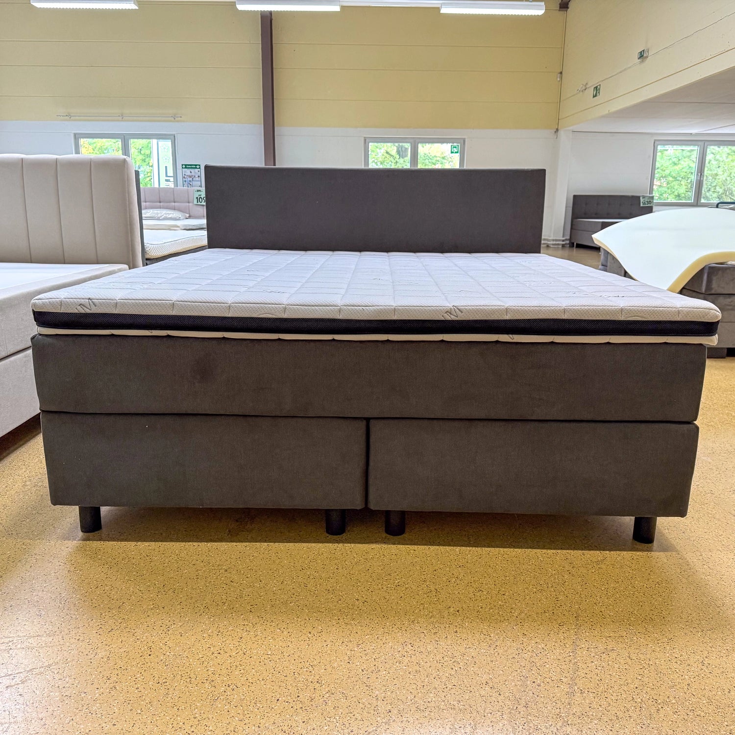 Boxspringbett 180x200 Stoff Samt Dunkelgrau 5 Teilig