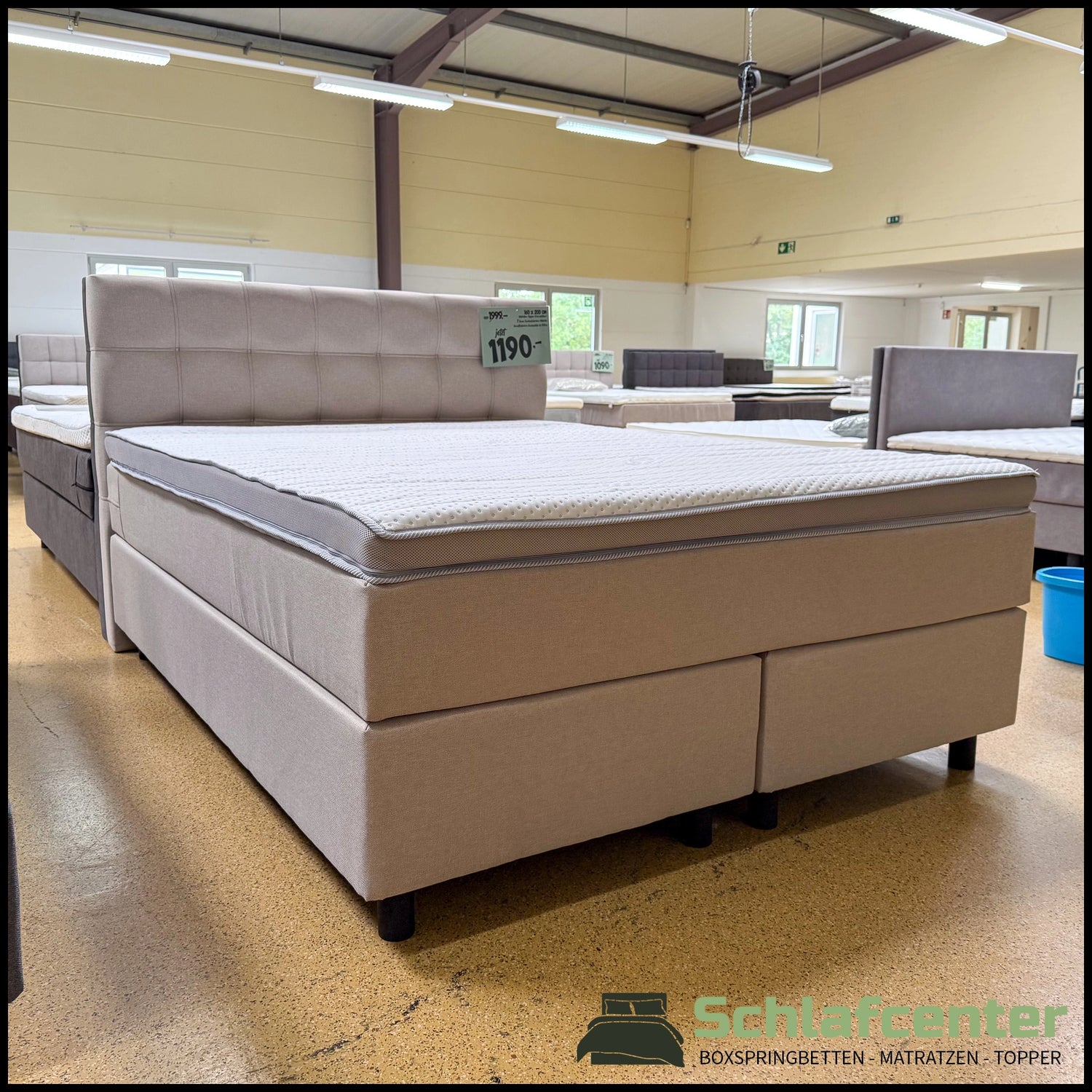 Boxspringbett 160x200 Stoff Beige 5 Teilig