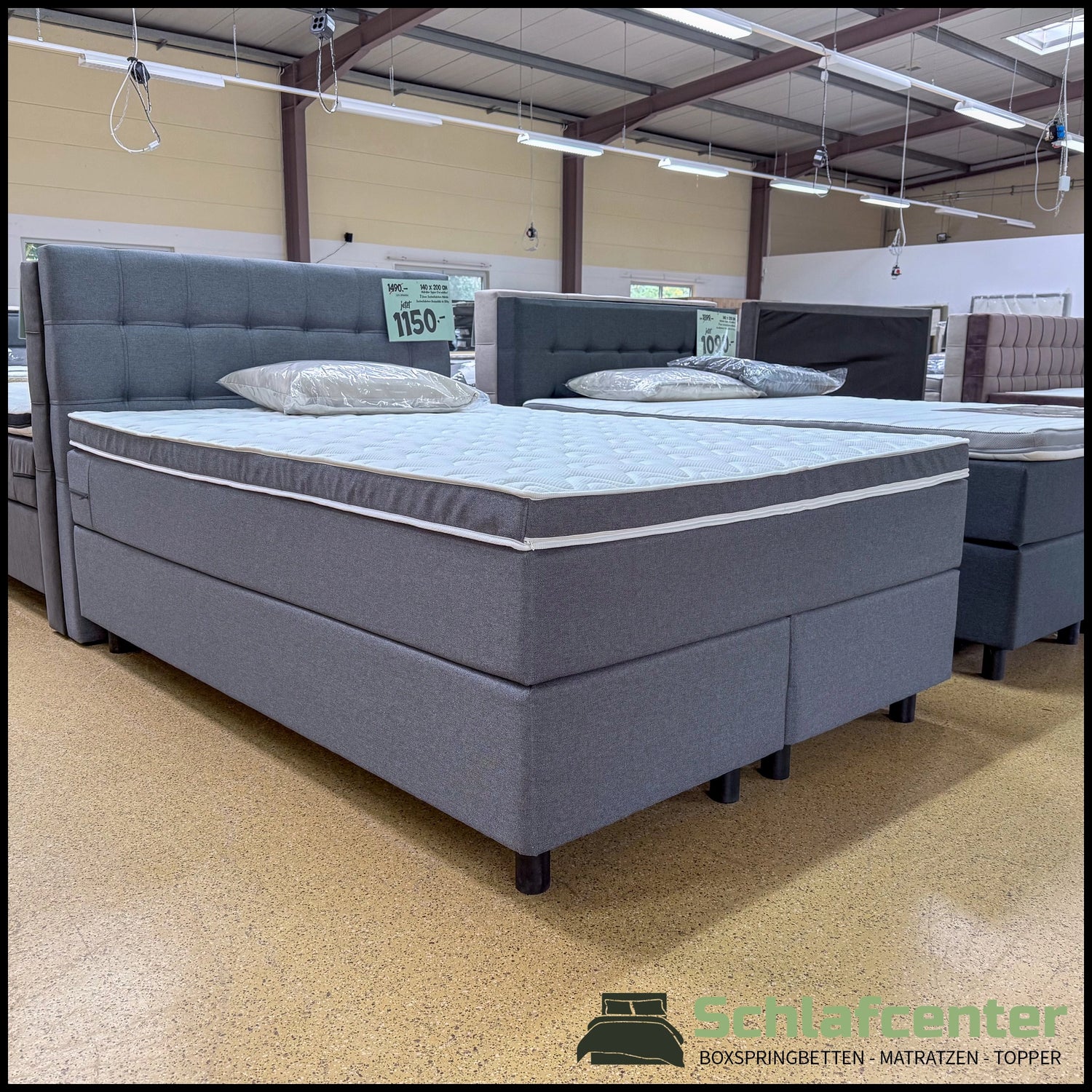 Boxspringbett 140x200 Stoff Grau 5 Teilig