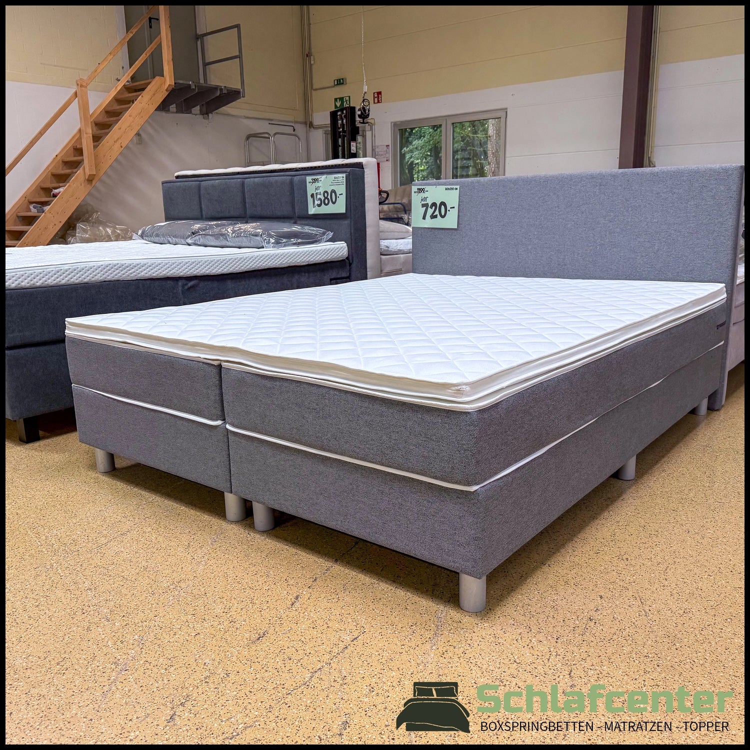 Boxspringbett 160x200 Grau 5 Teilig