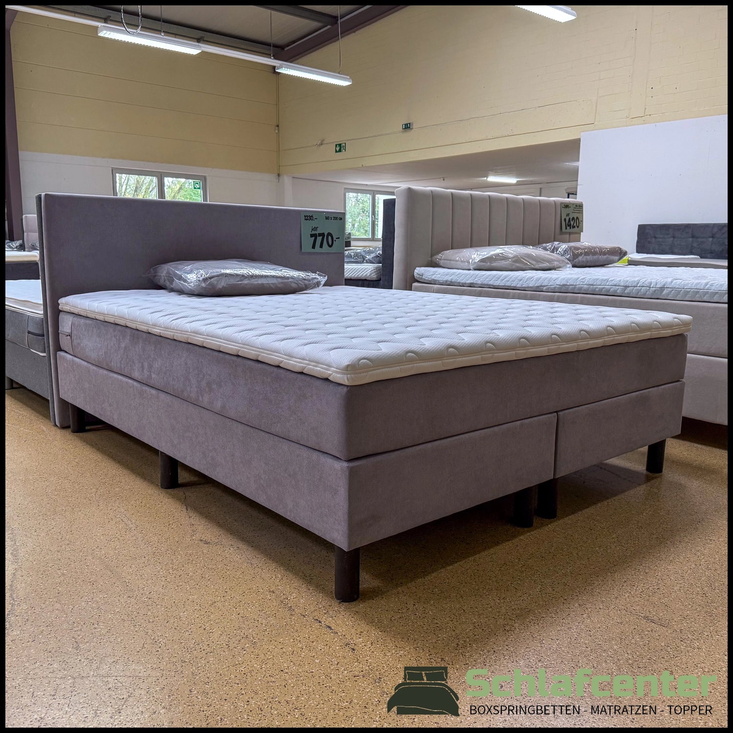 Boxspringbett 160x200 Grau 5 Teilig