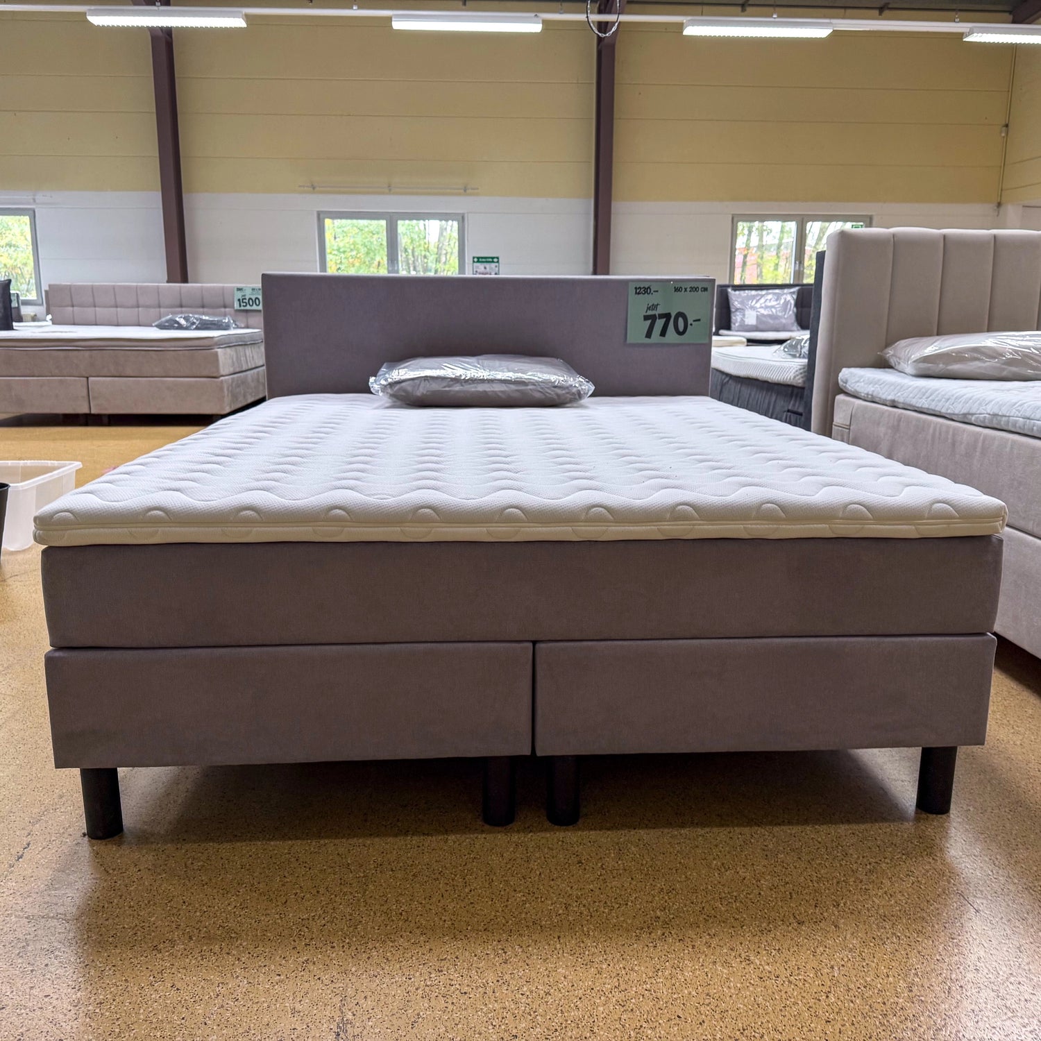 Boxspringbett 160x200 Grau 5 Teilig
