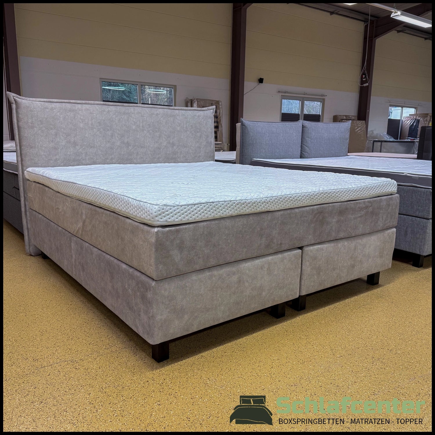 Boxspringbett 180x200 Stoff Beige 5 Teilig