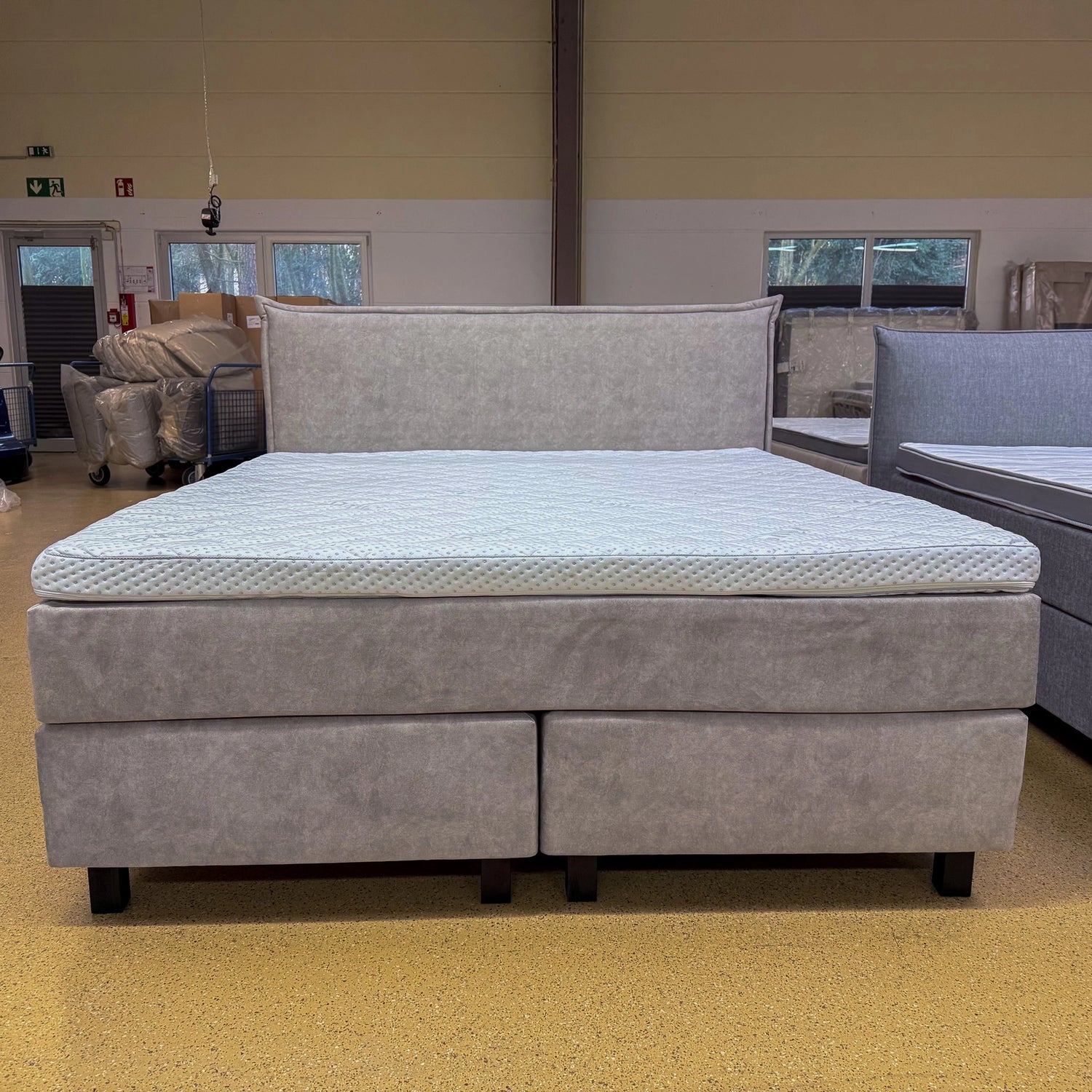Boxspringbett 180x200 Stoff Beige 5 Teilig