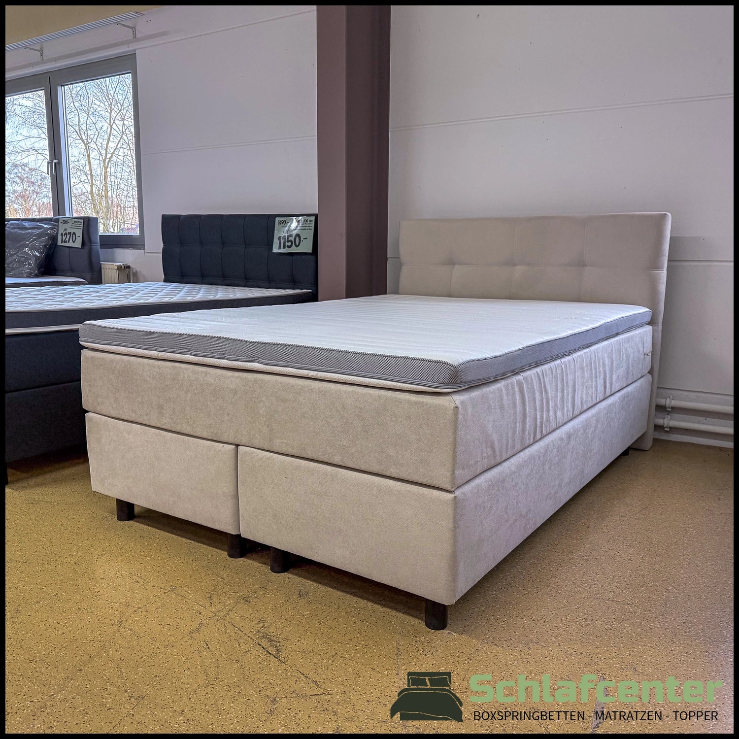 Boxspringbett 140x200 Stoff Beige 5 Teilig