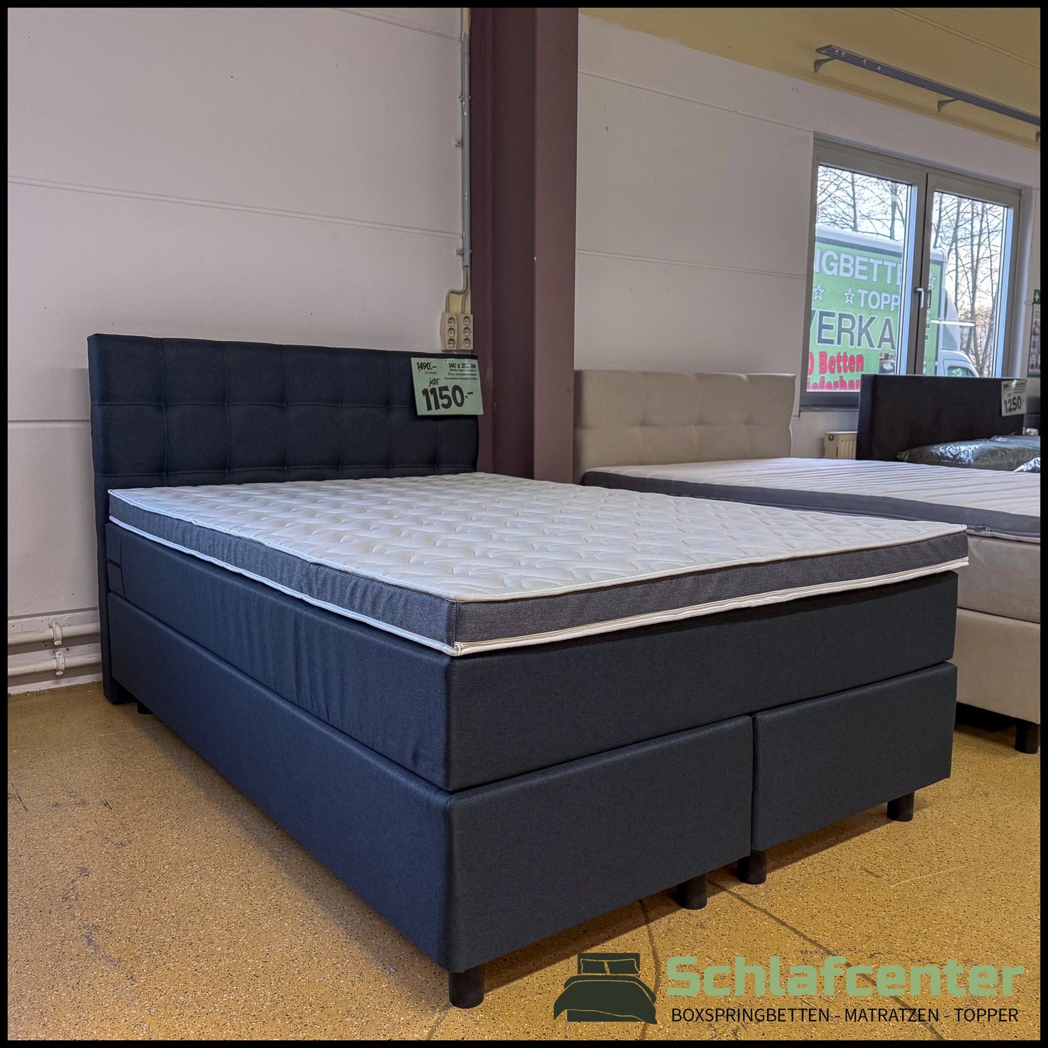 Boxspringbett 140x200 Stoff Dunkelgrau 5 Teilig