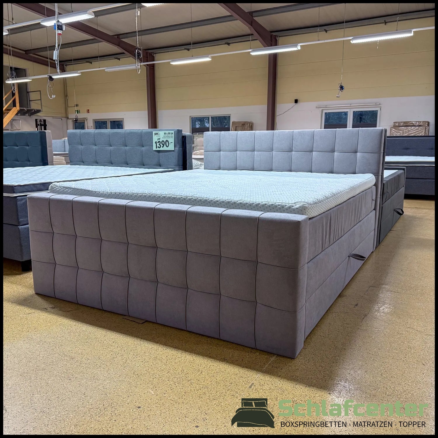 Boxspringbett 180x200 Stauraum Grau Stoff 6 Teilig