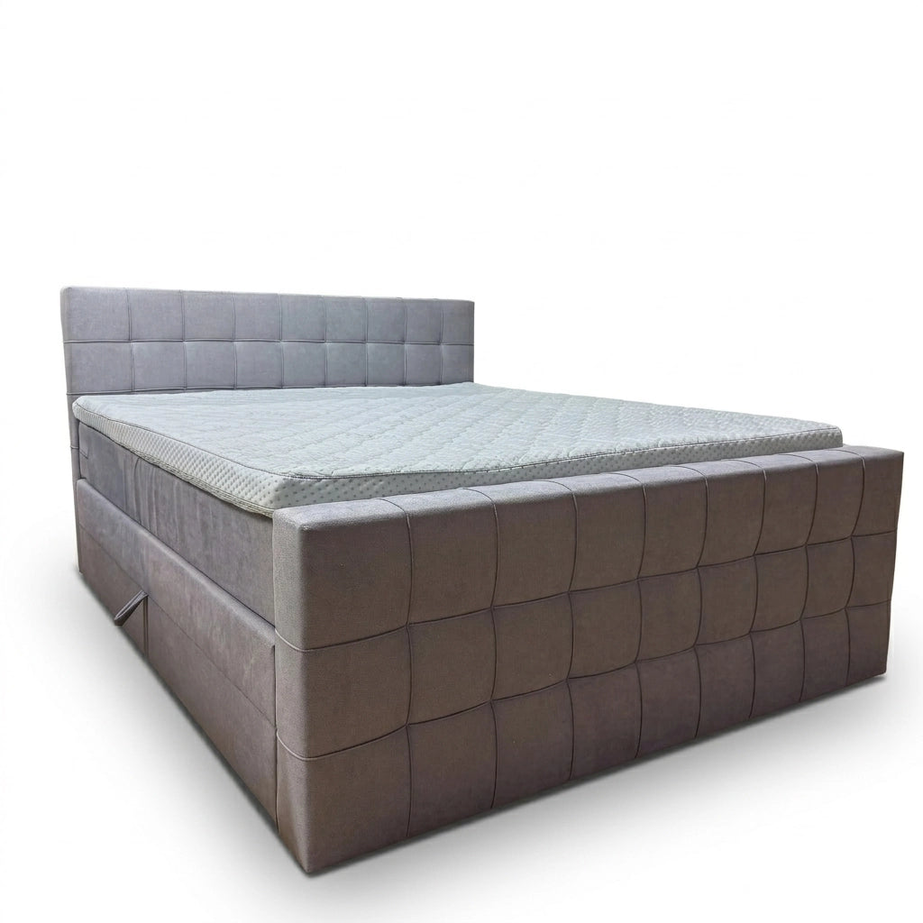 Boxspringbett 180x200 Stauraum Grau Stoff 6 Teilig