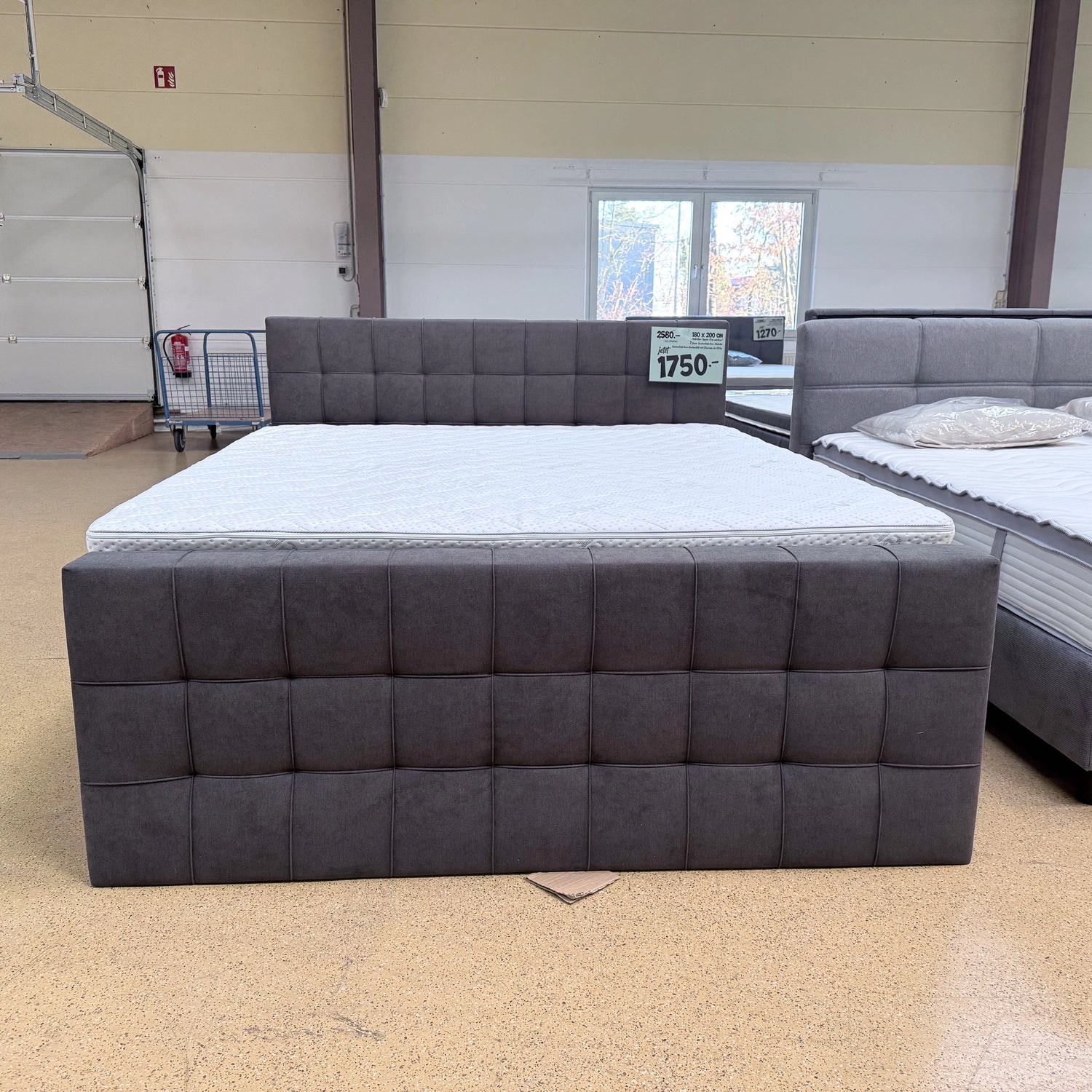 Boxspringbett 180x200 Stauraum Grau Stoff 6 Teilig