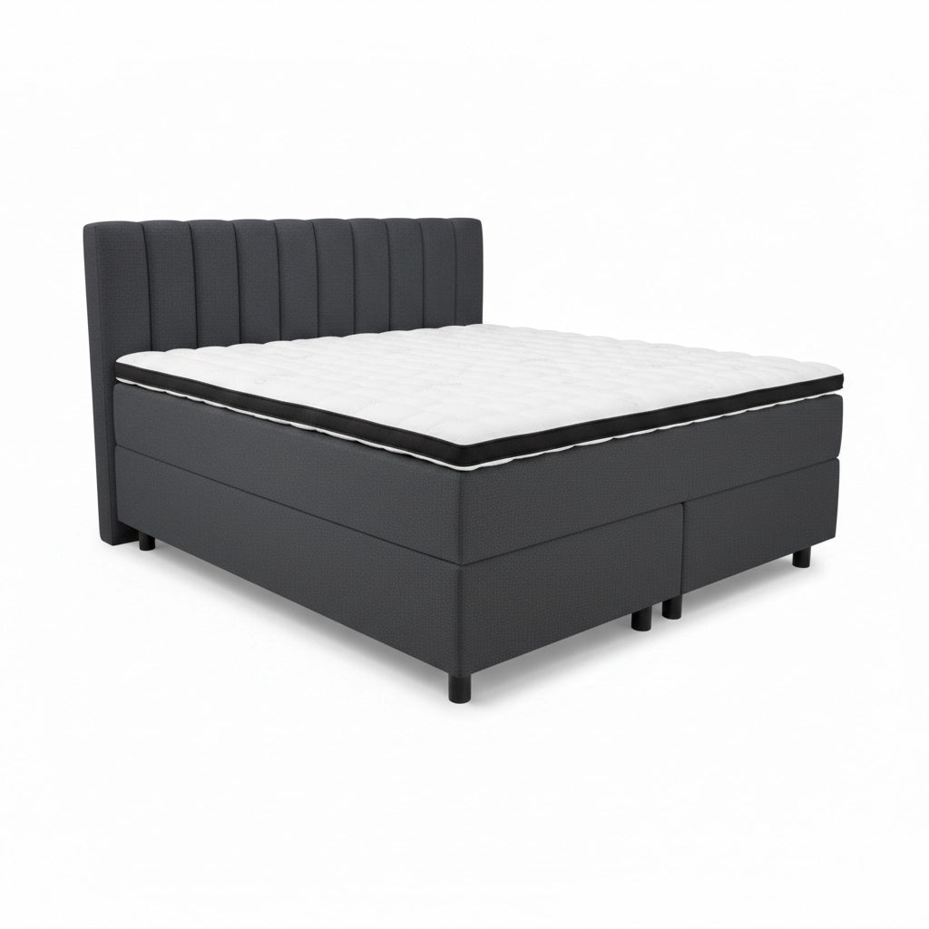 Boxspringbett 180x200 Stoff Dunkelgrau 5 Teilig