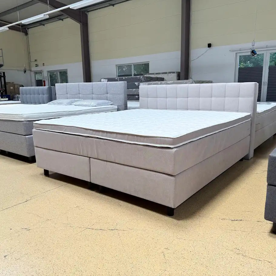 Boxspringbett 200x220 Stoff Beige 5 Teilig