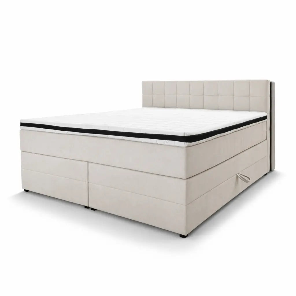 Boxspringbett 180x200 Stauraum Beige Stoff 6 Teilig
