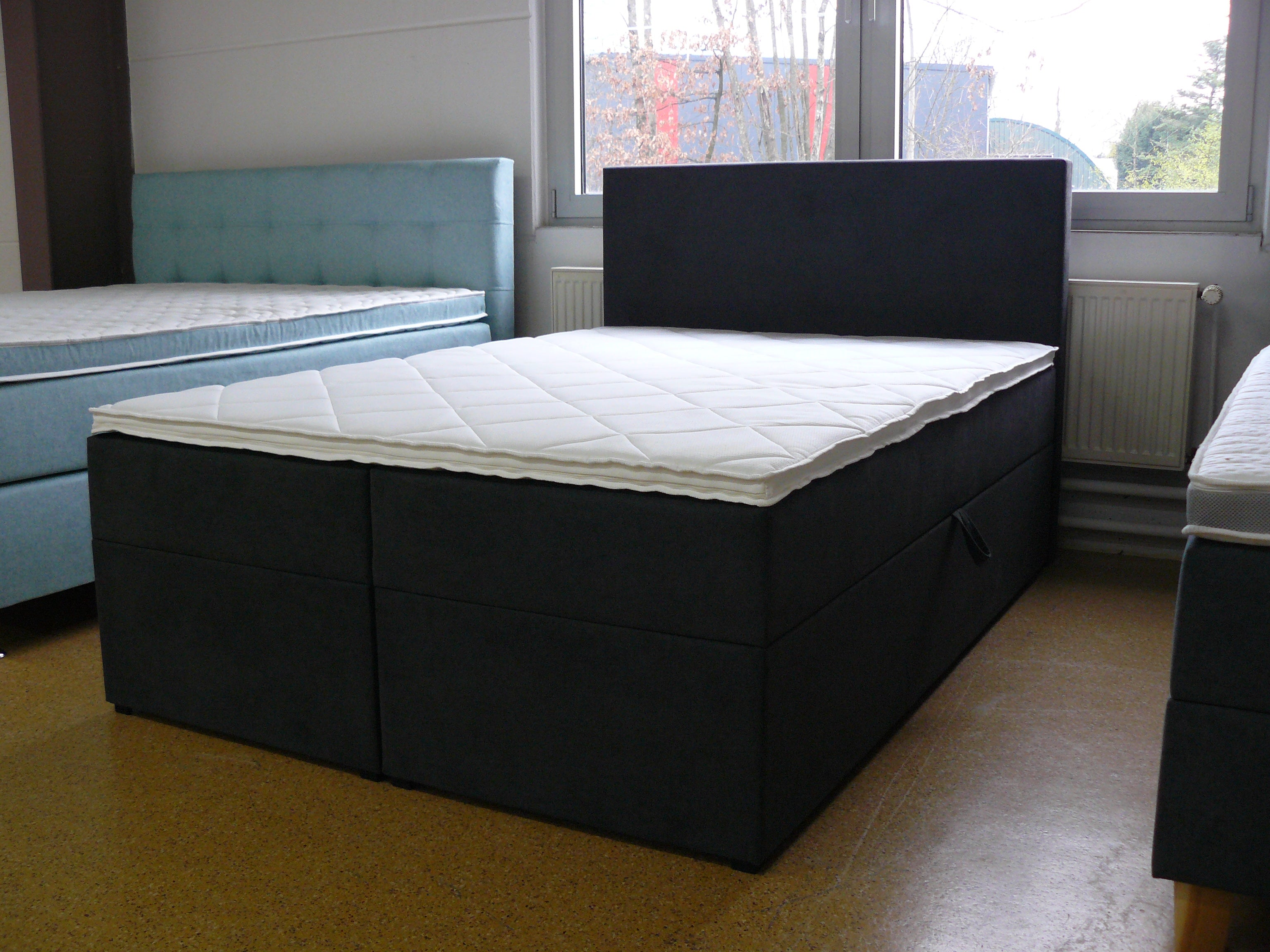 Boxspringbett mit Stauraum Kaira 6 Teilig - Dunkelgrau - 140x200 Bett