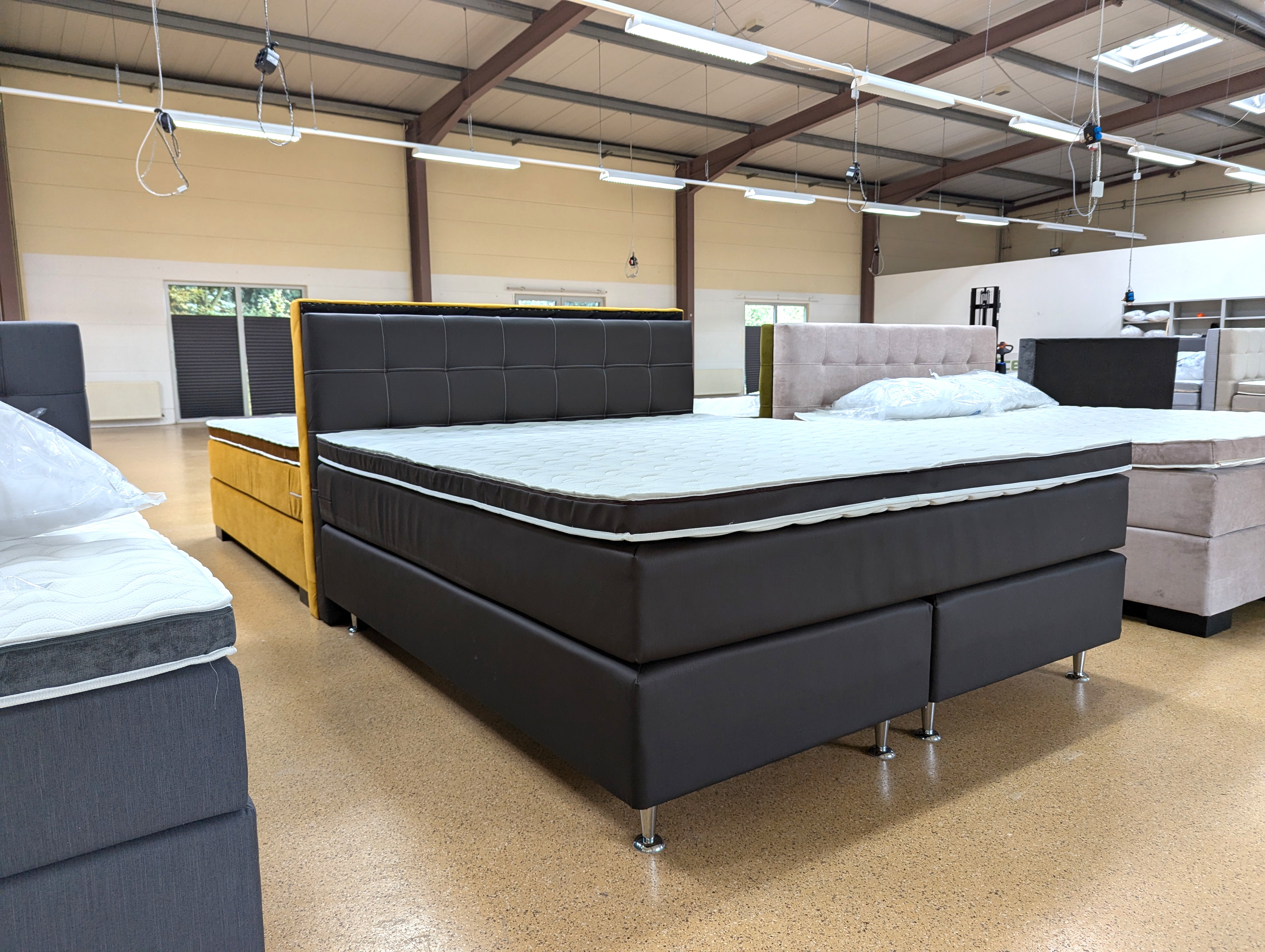 Boxspringbett Alva 5 Teilig Kunstleder - Mokka - 180x200 Bett