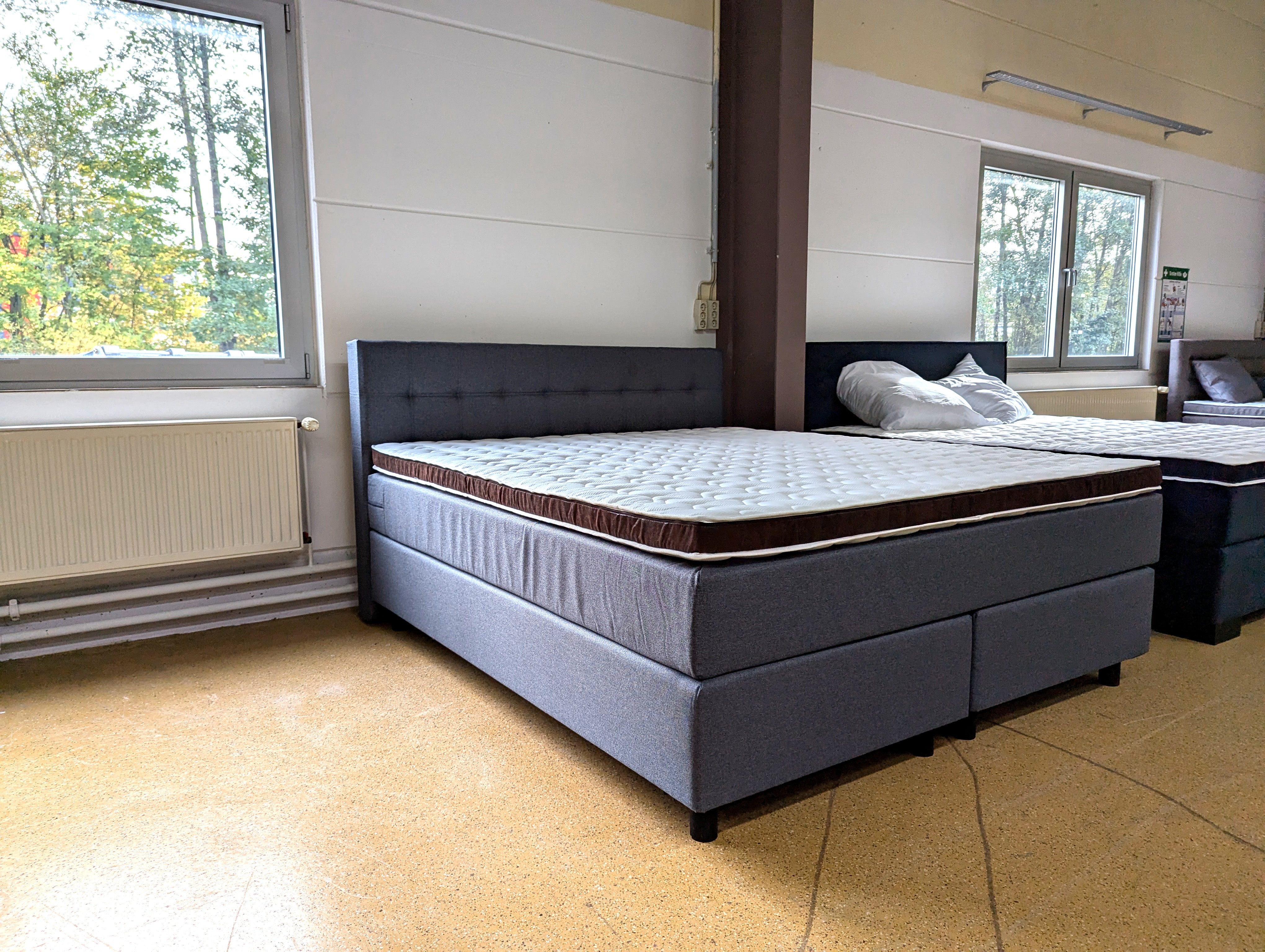 Boxspringbett Jarl 5 Teilig - Grau - 180x200 Bett