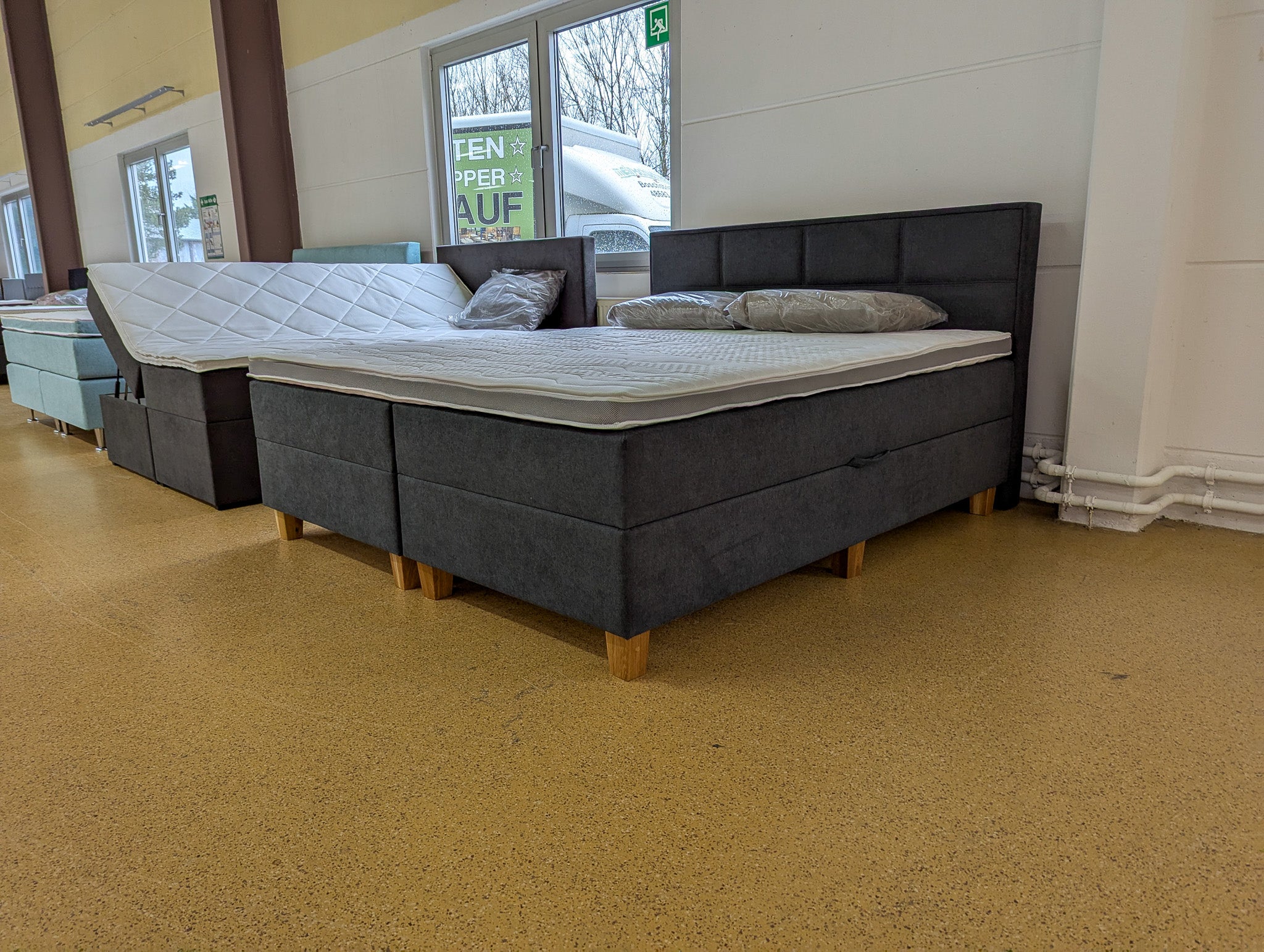 Boxspringbett mit Stauraum Thala 6 Teilig - Dunkelgrau - 180x200 Bett