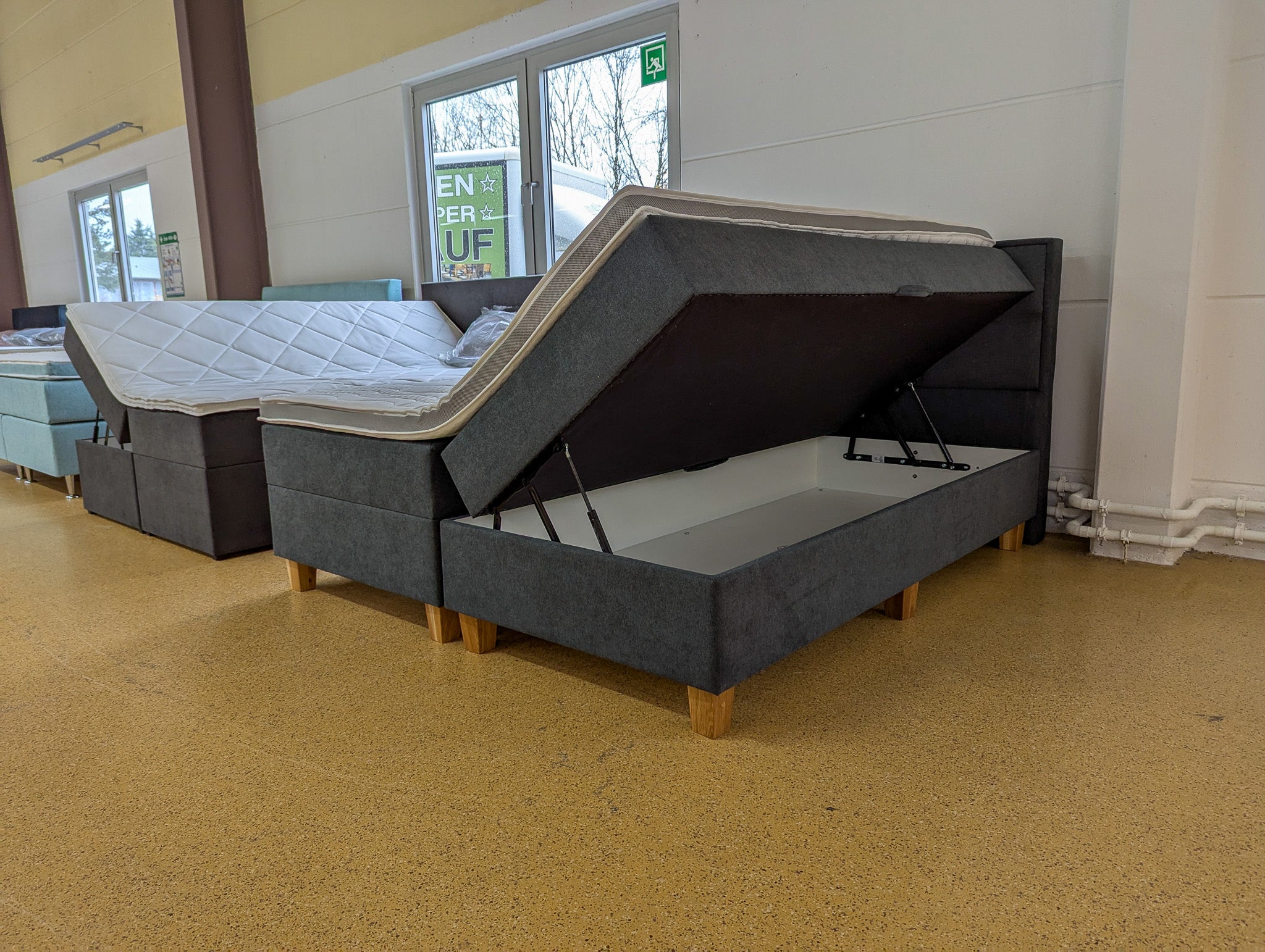 Boxspringbett mit Stauraum Thala 6 Teilig - Dunkelgrau - 180x200 Bett