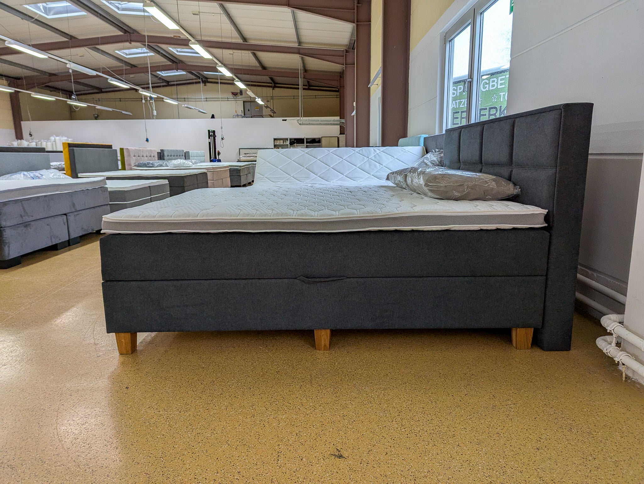 Boxspringbett mit Stauraum Thala 6 Teilig - Dunkelgrau - 180x200 Bett