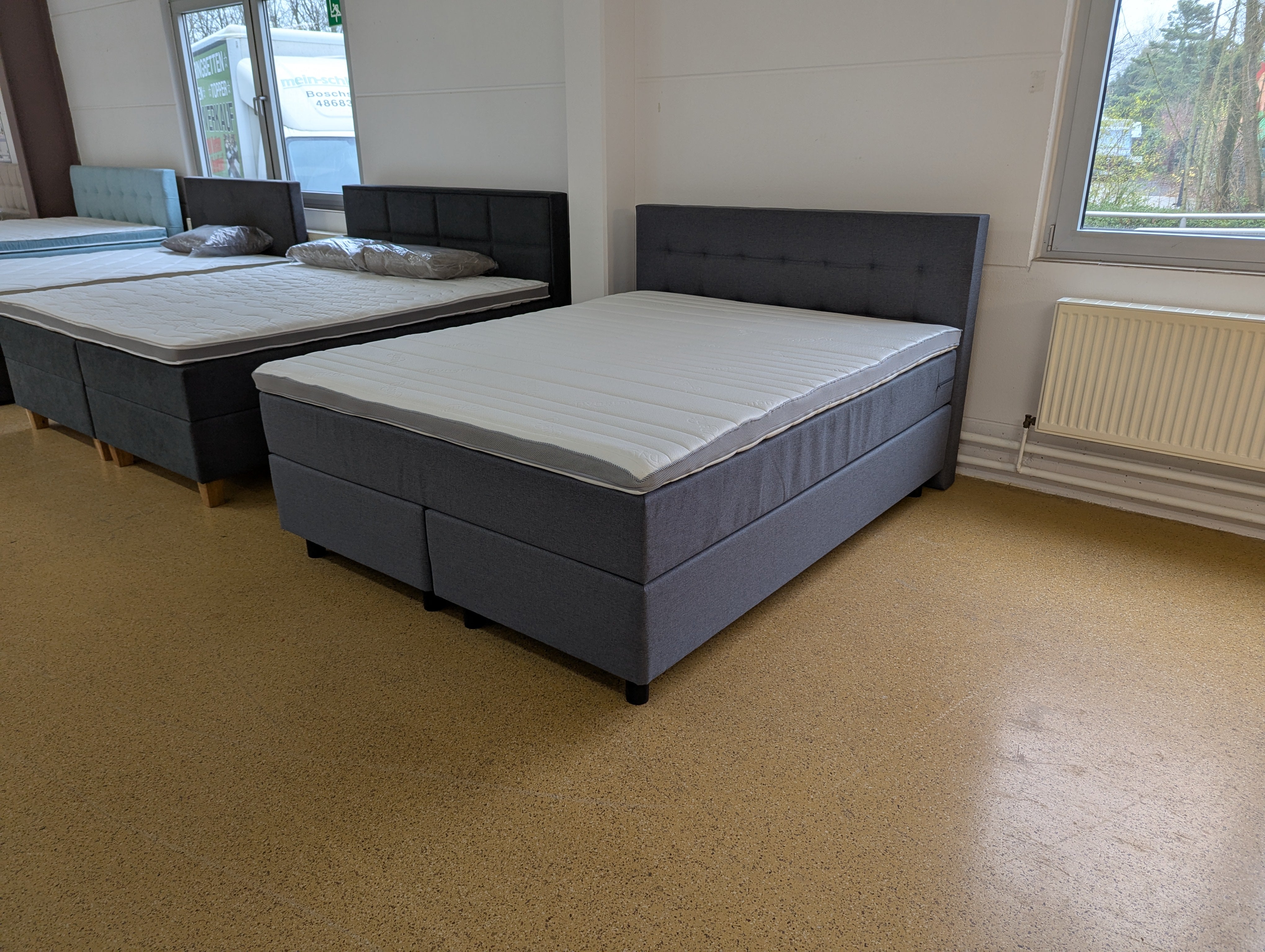 Boxspringbett 160x200  5 Teilig - Grau - Bett