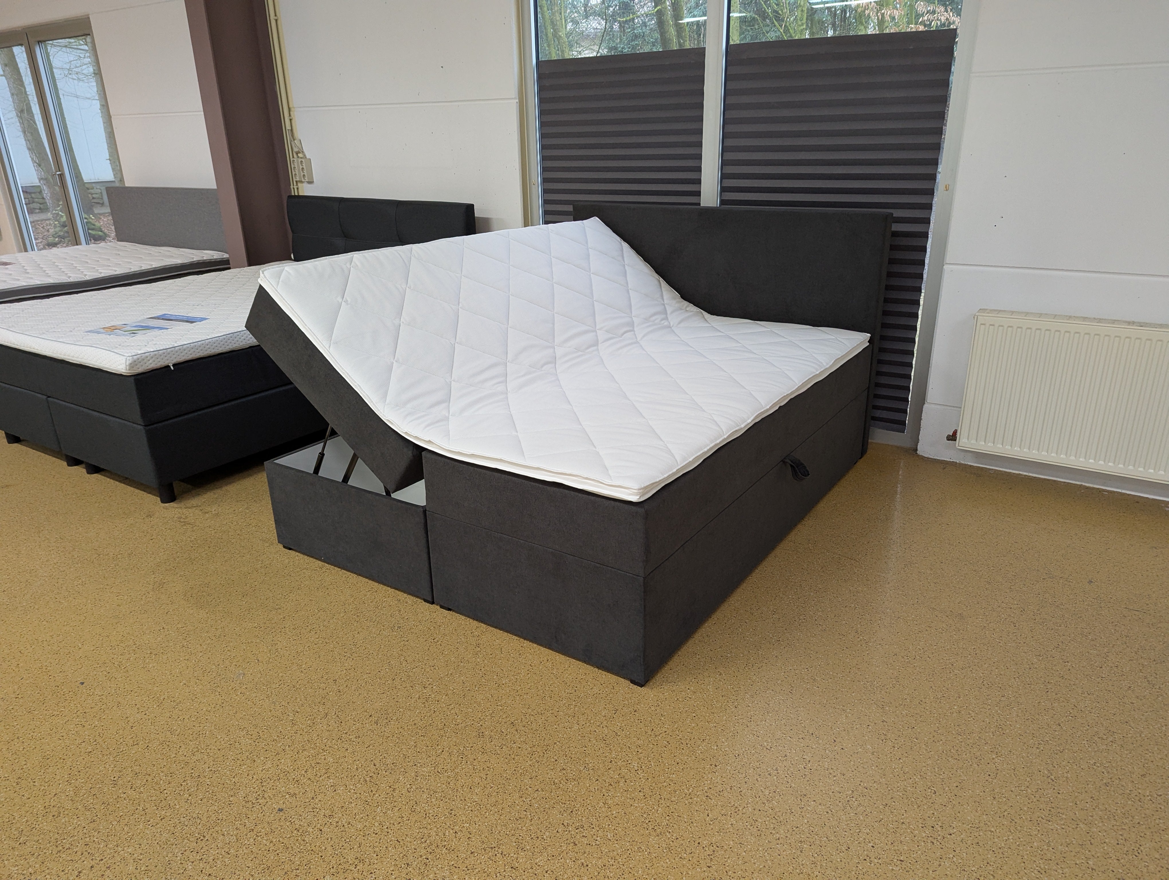 Boxspringbett mit Stauraum 160x200 6 Teilig - Dunkelgrau - Bett