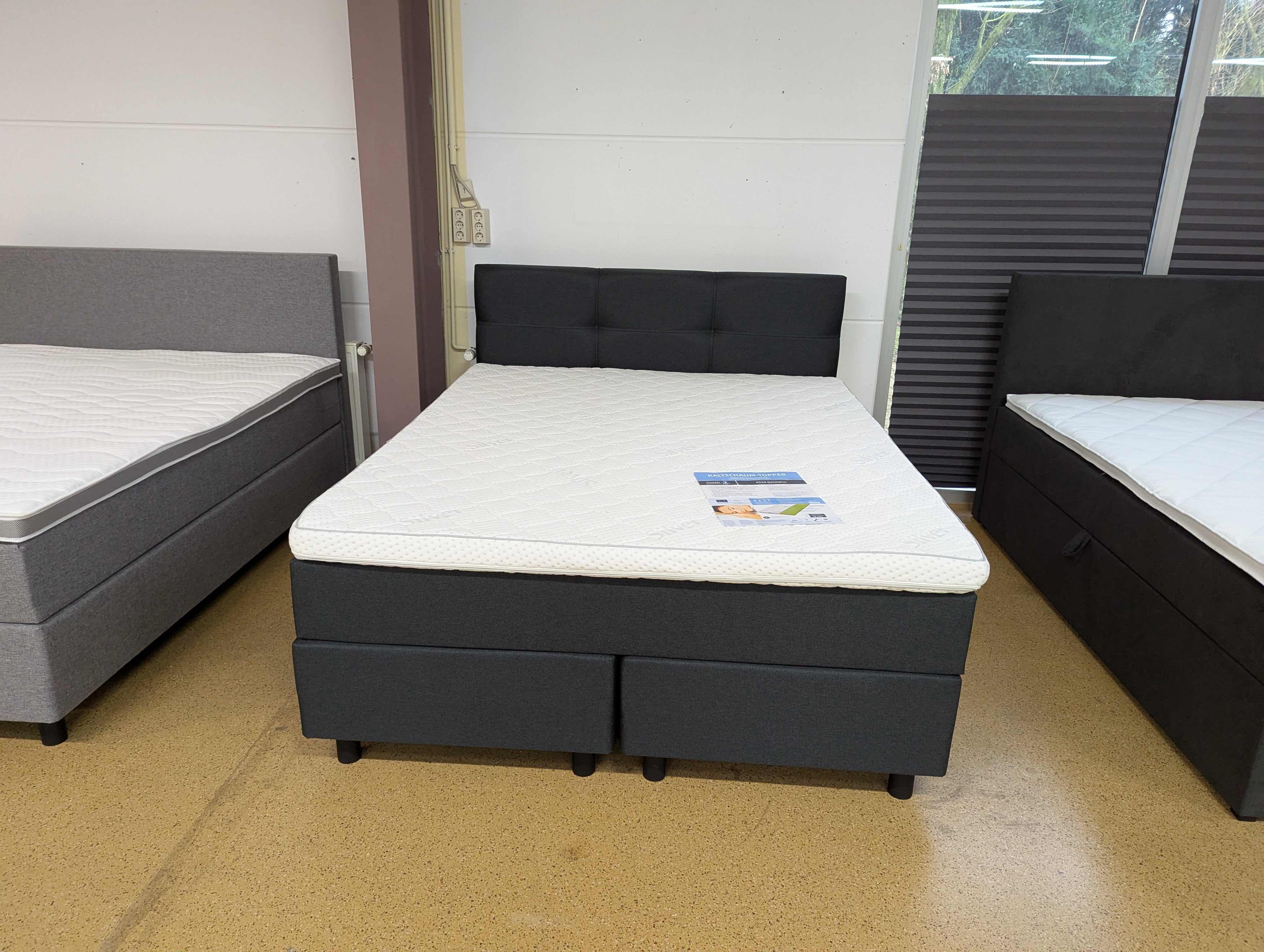 Boxspringbett 160x200  5 Teilig - Dunkelgrau - Bett